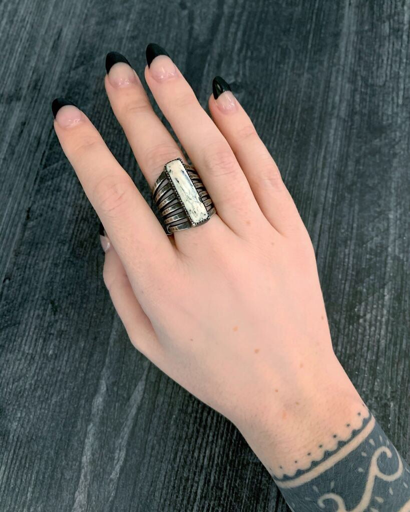 • PILLAR • white buffalo turquoise + silver ring