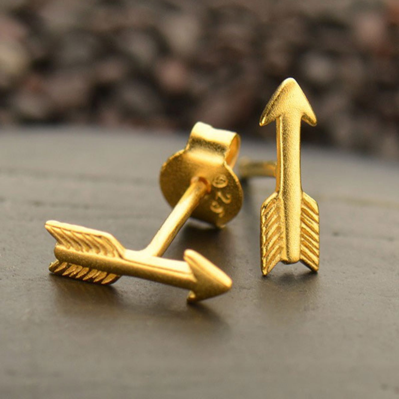 •LIL' ARROW• matte gold vermeil stud earrings