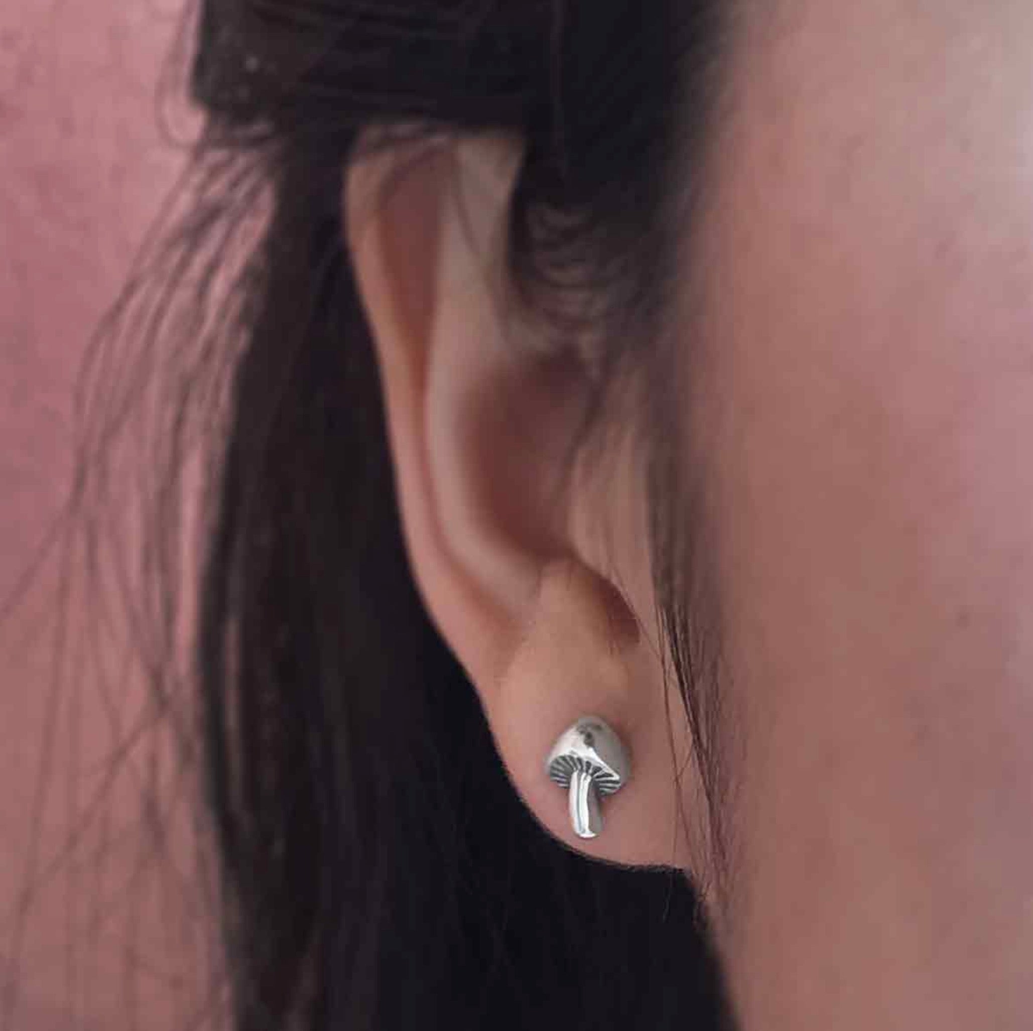•LIL' MUSHROOM• recycled silver stud earrings