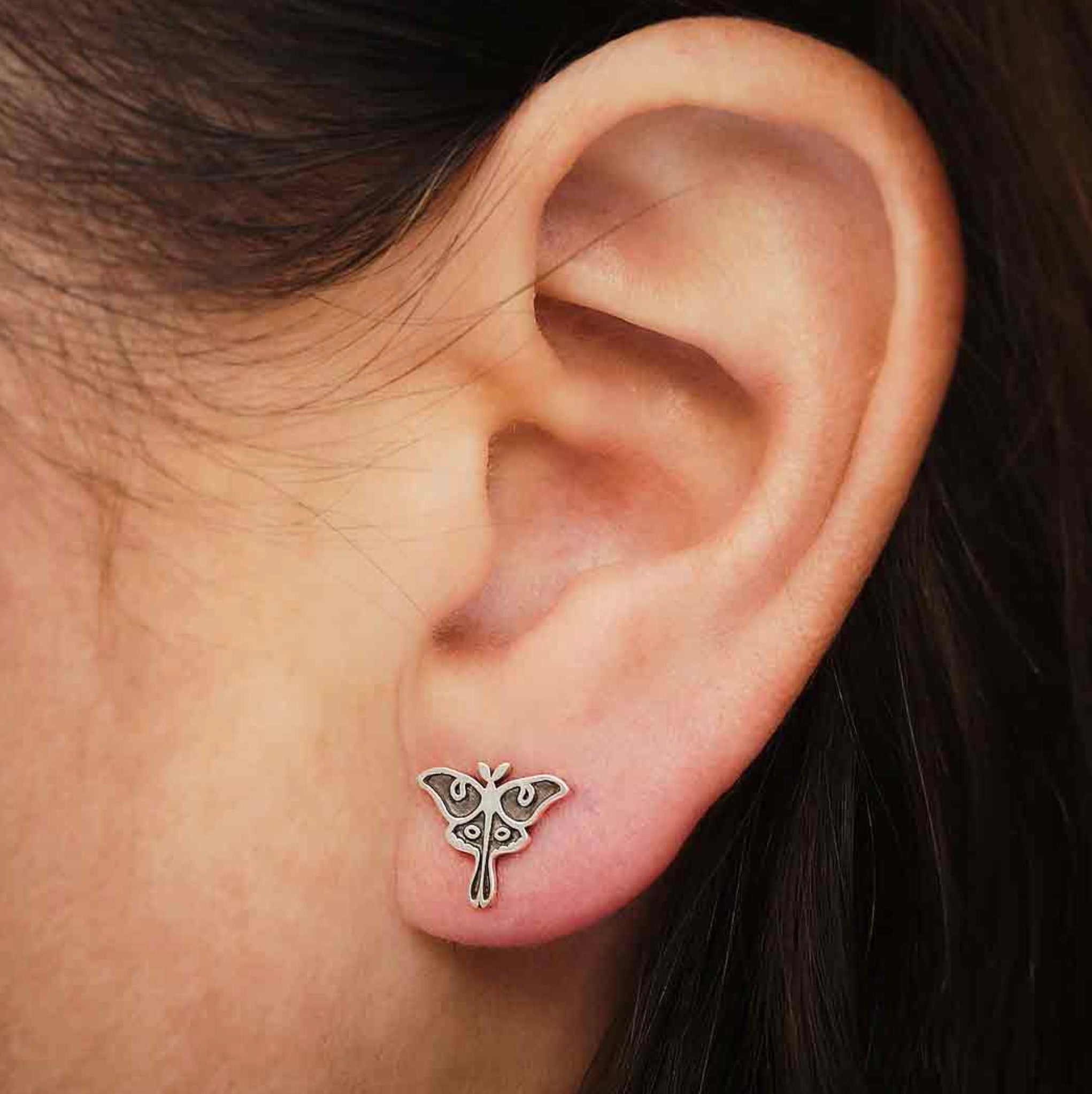 •LIL' LUNA MOTH• recycled silver stud earrings