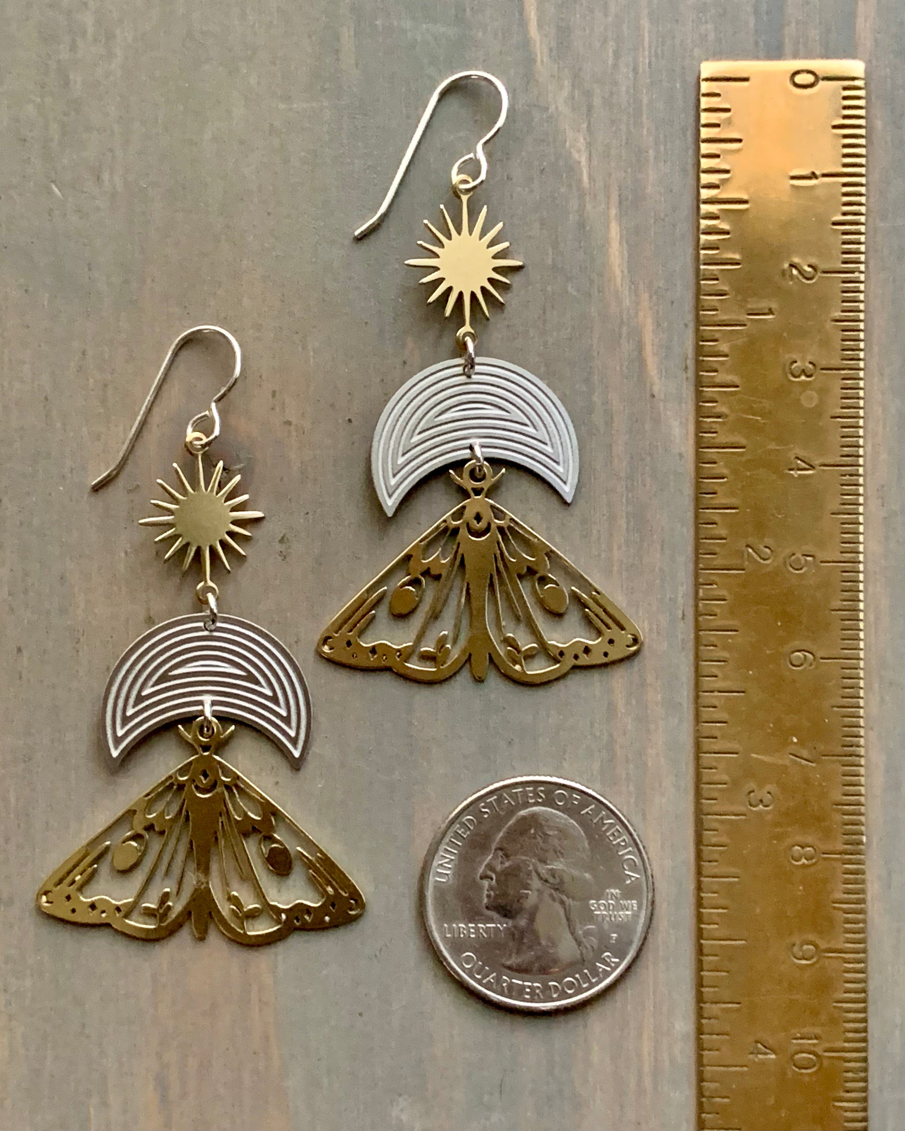 •MARIPOSA LUNA SOL• mixed metal dangle earrings