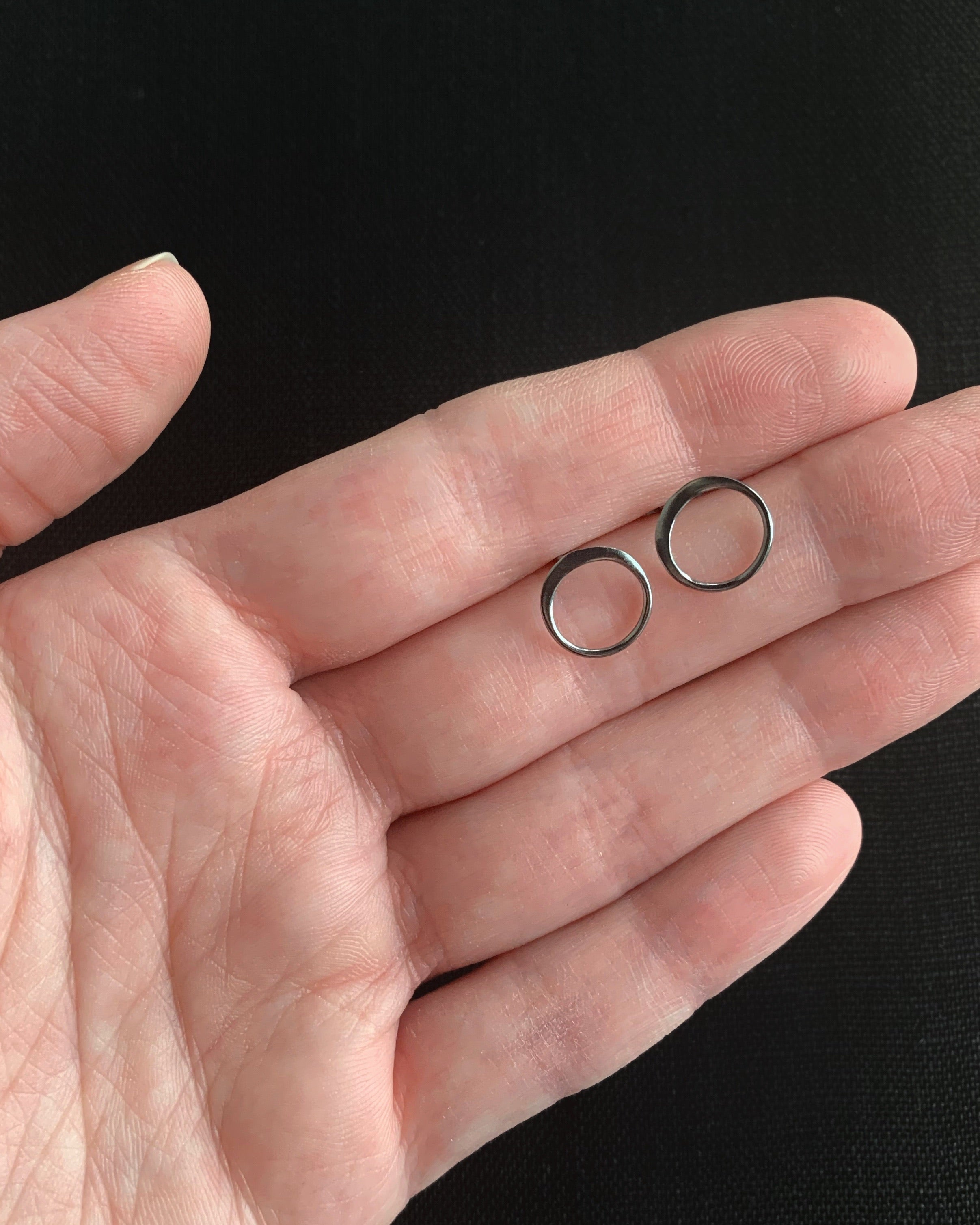 •SMALL ECLIPSE• oxidized silver stud earrings