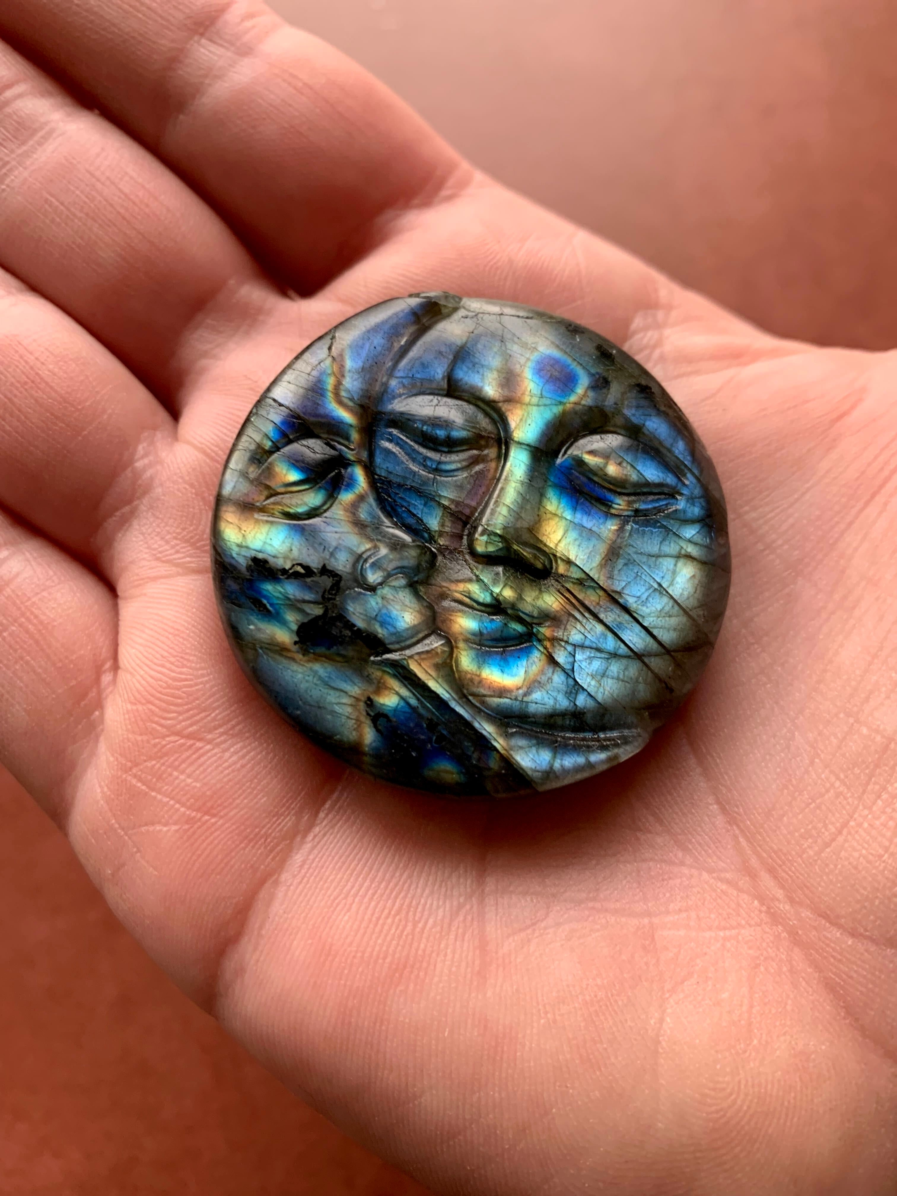 •SUN + MOON• hand carved labradorite