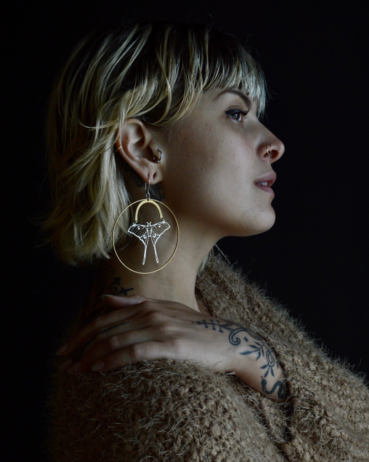 • RAINBOW ACTIAS • mixed metal large hoop earrings