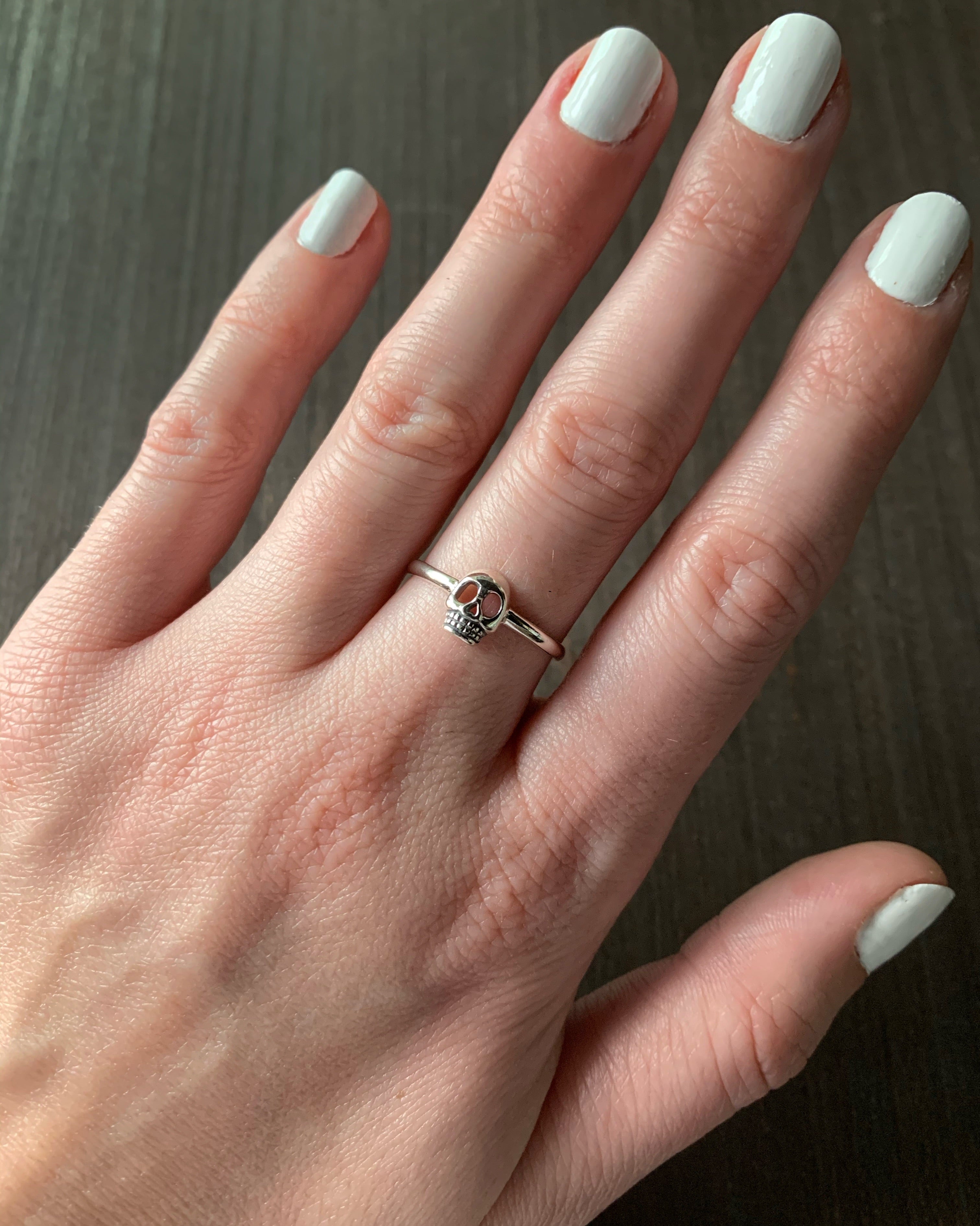 •TINY SKULL• recycled silver ring
