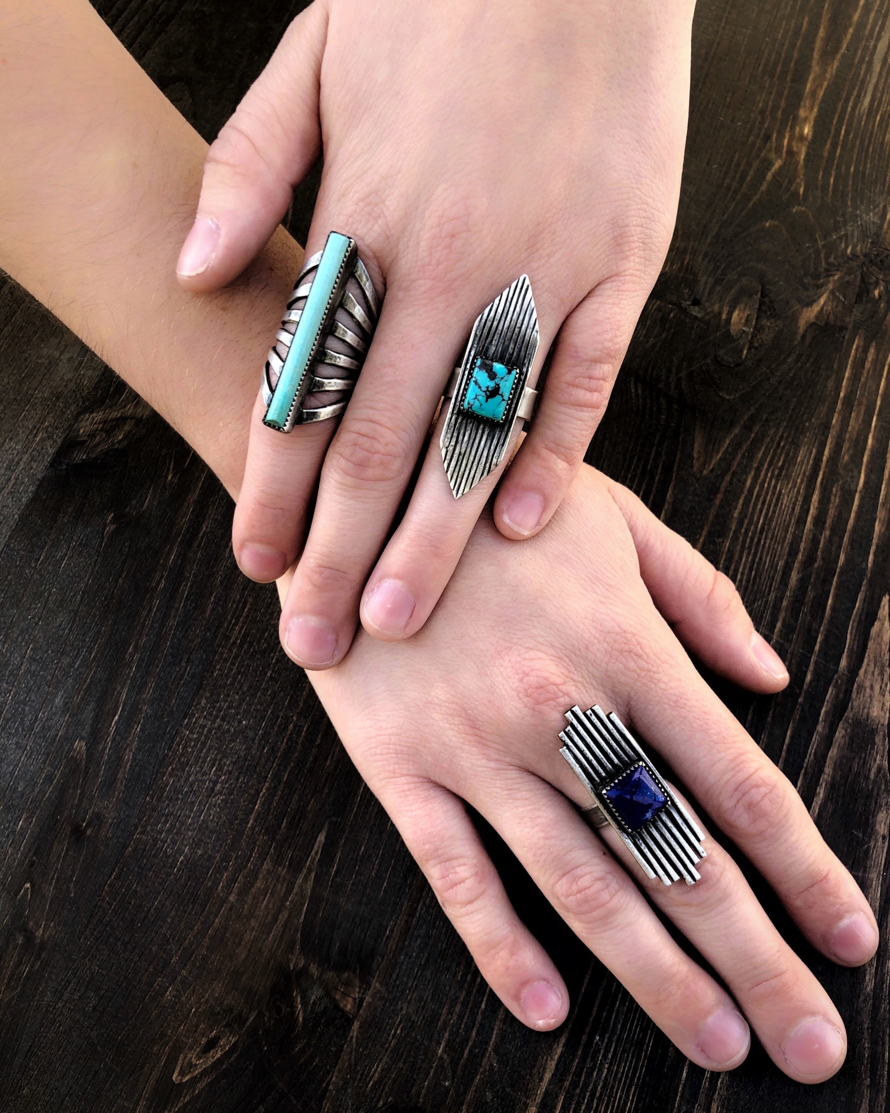 • RECTANGLE • Turquoise + Silver Ring