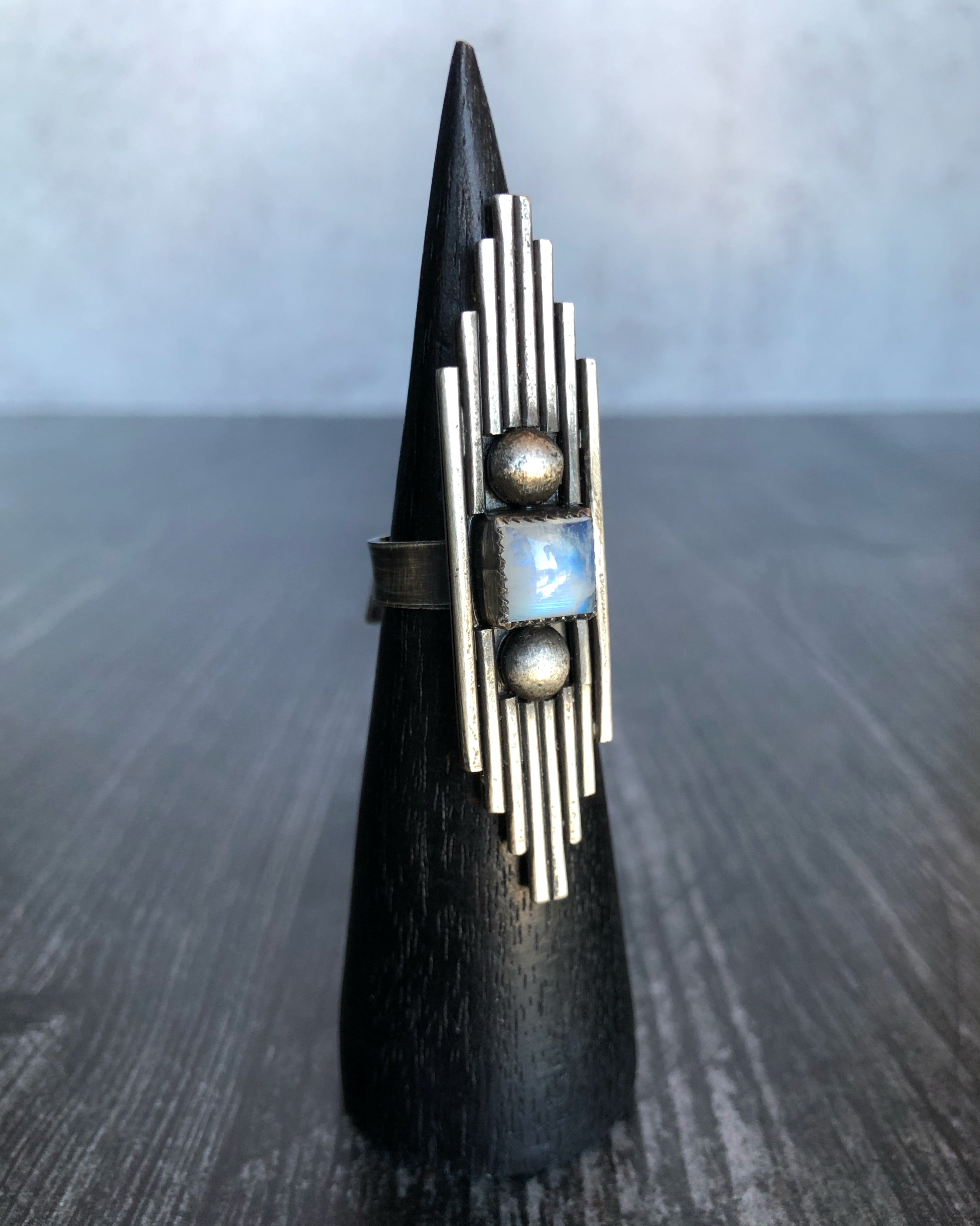 • HOTEL • Rainbow Moonstone + Silver Ring