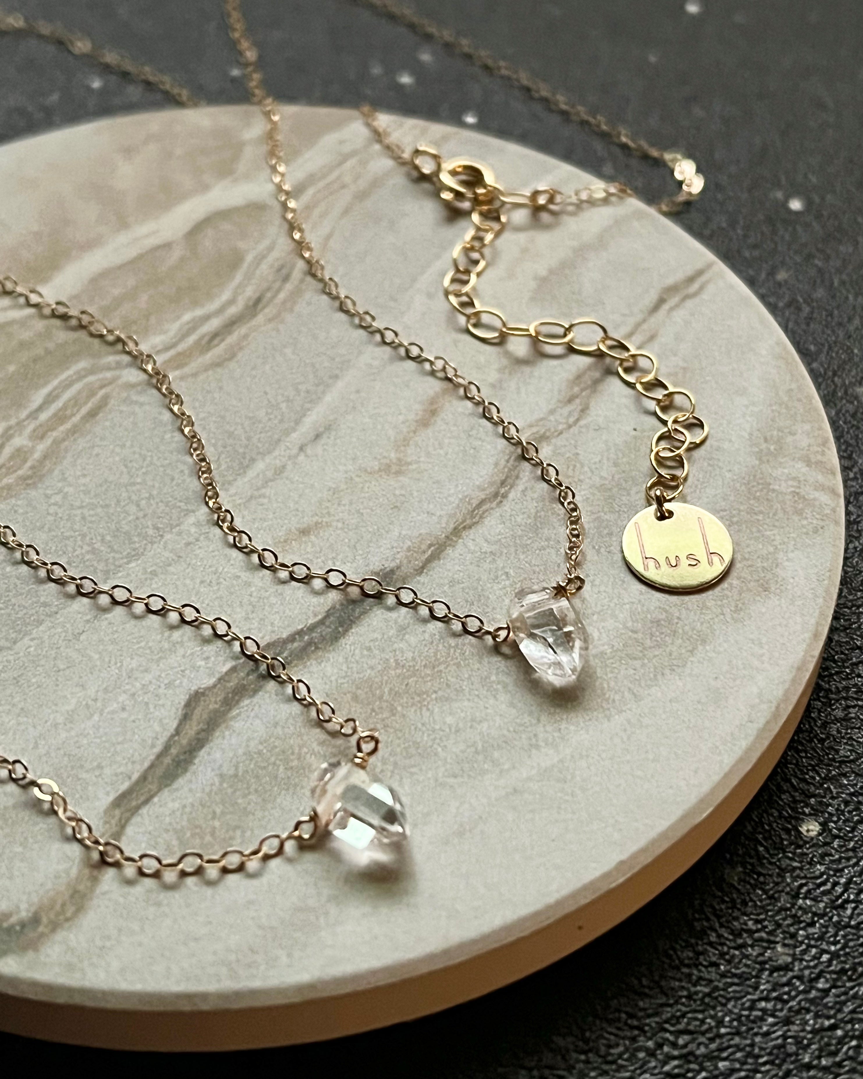 • STRAY • herkimer + gold necklace