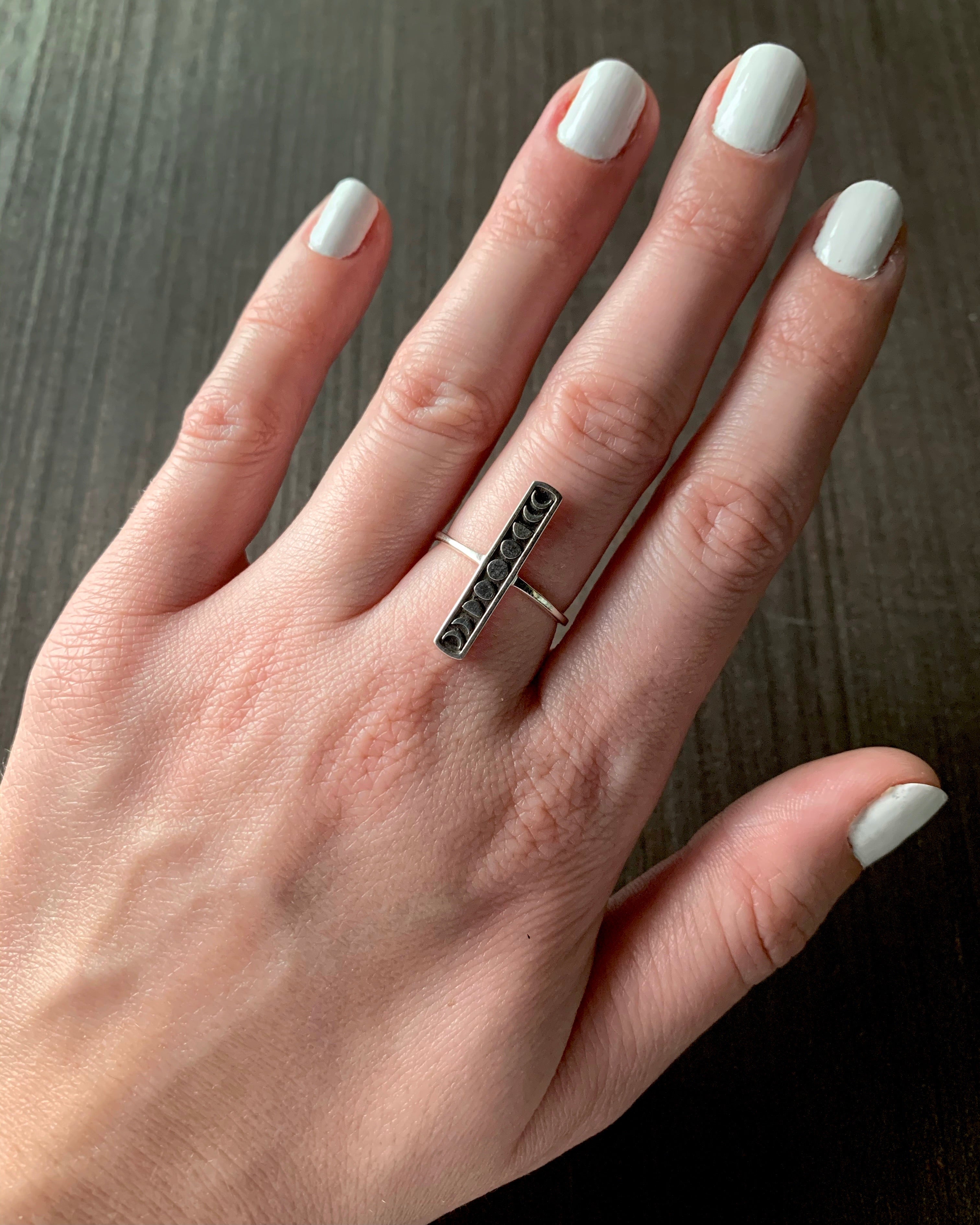 •MOON PHASE VERTICAL• sterling silver ring