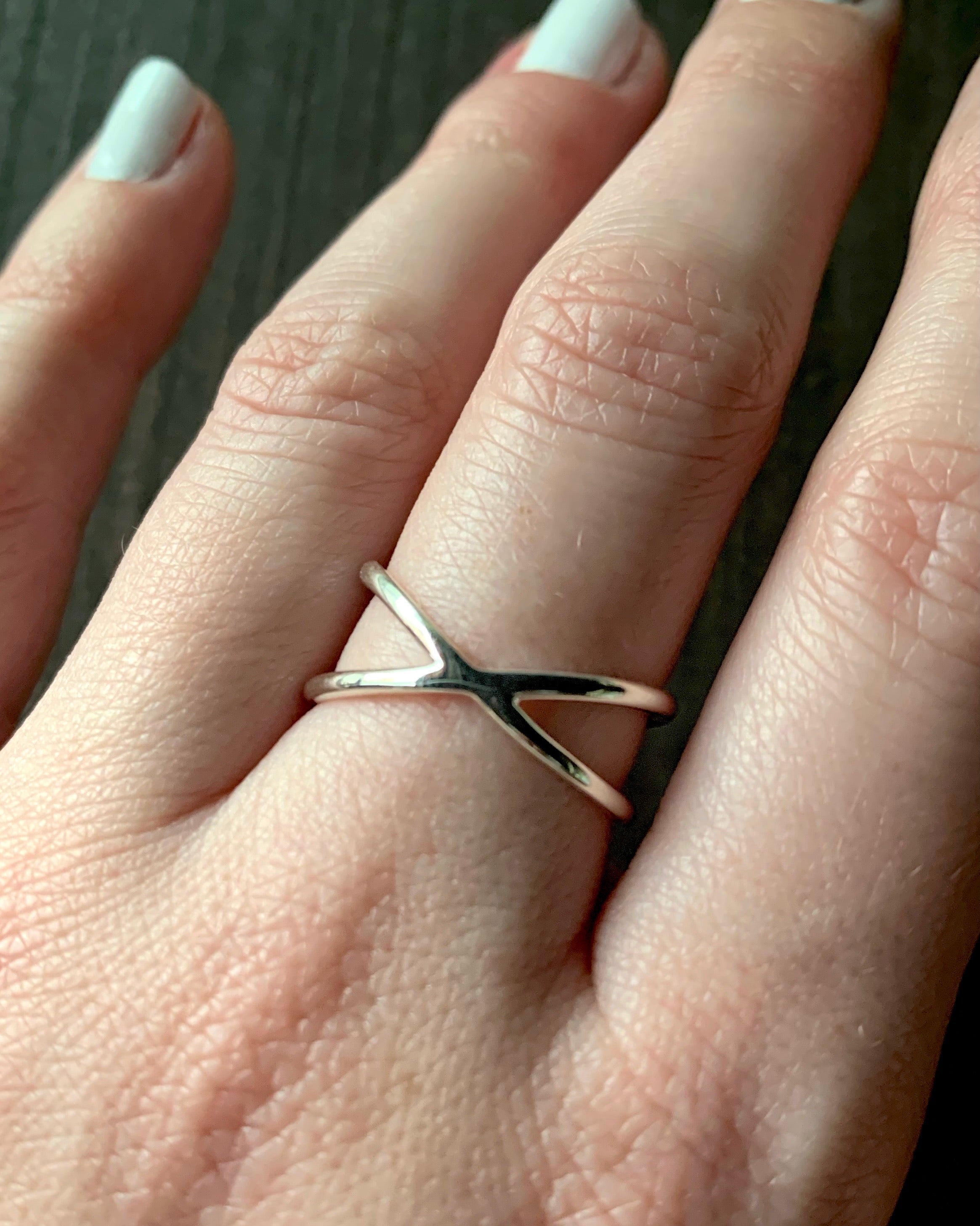 •CROSSED PATHS• recycled silver ring
