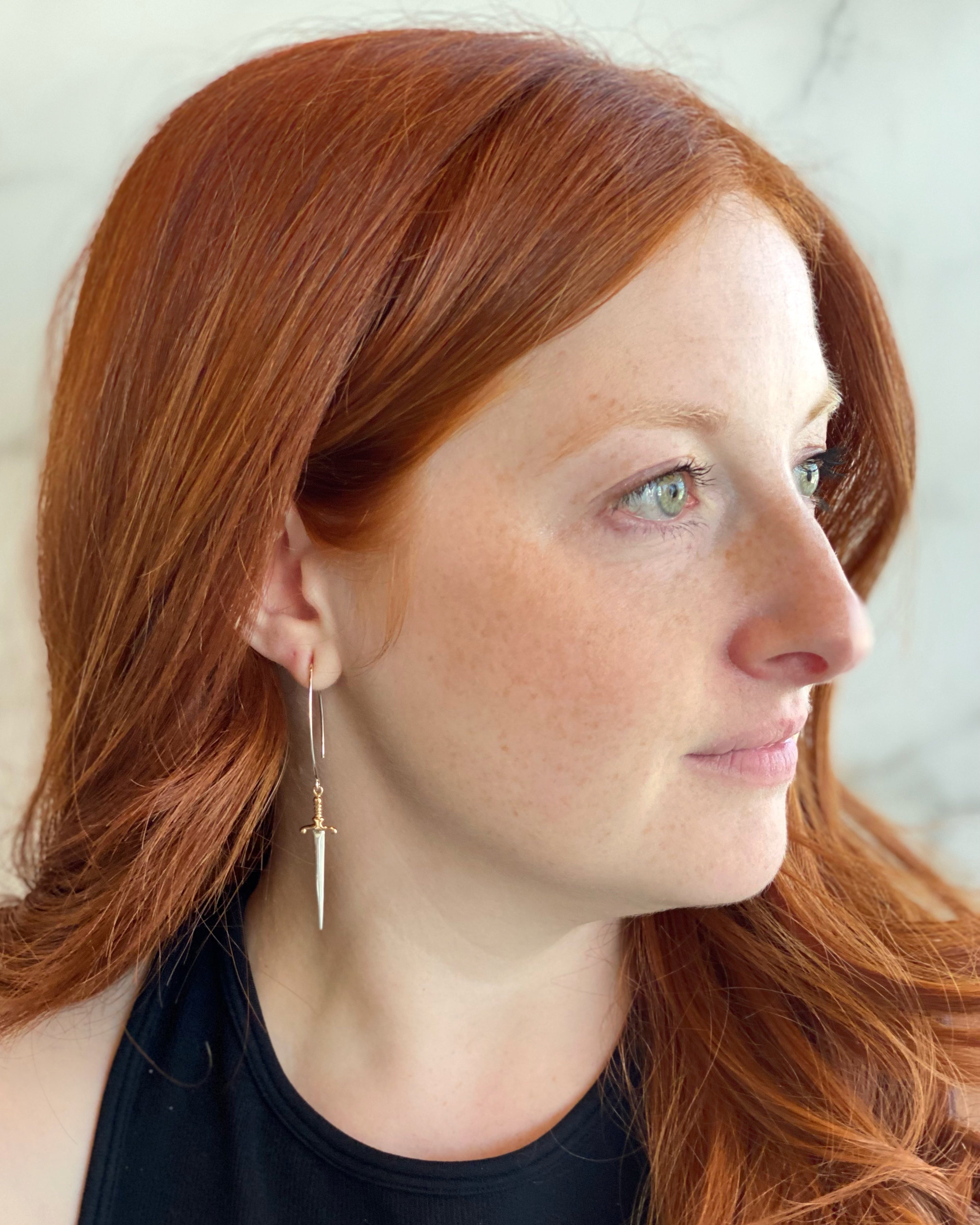 • DELICATE LIKE A DAGGER • small or large mixed metal dangle earrings