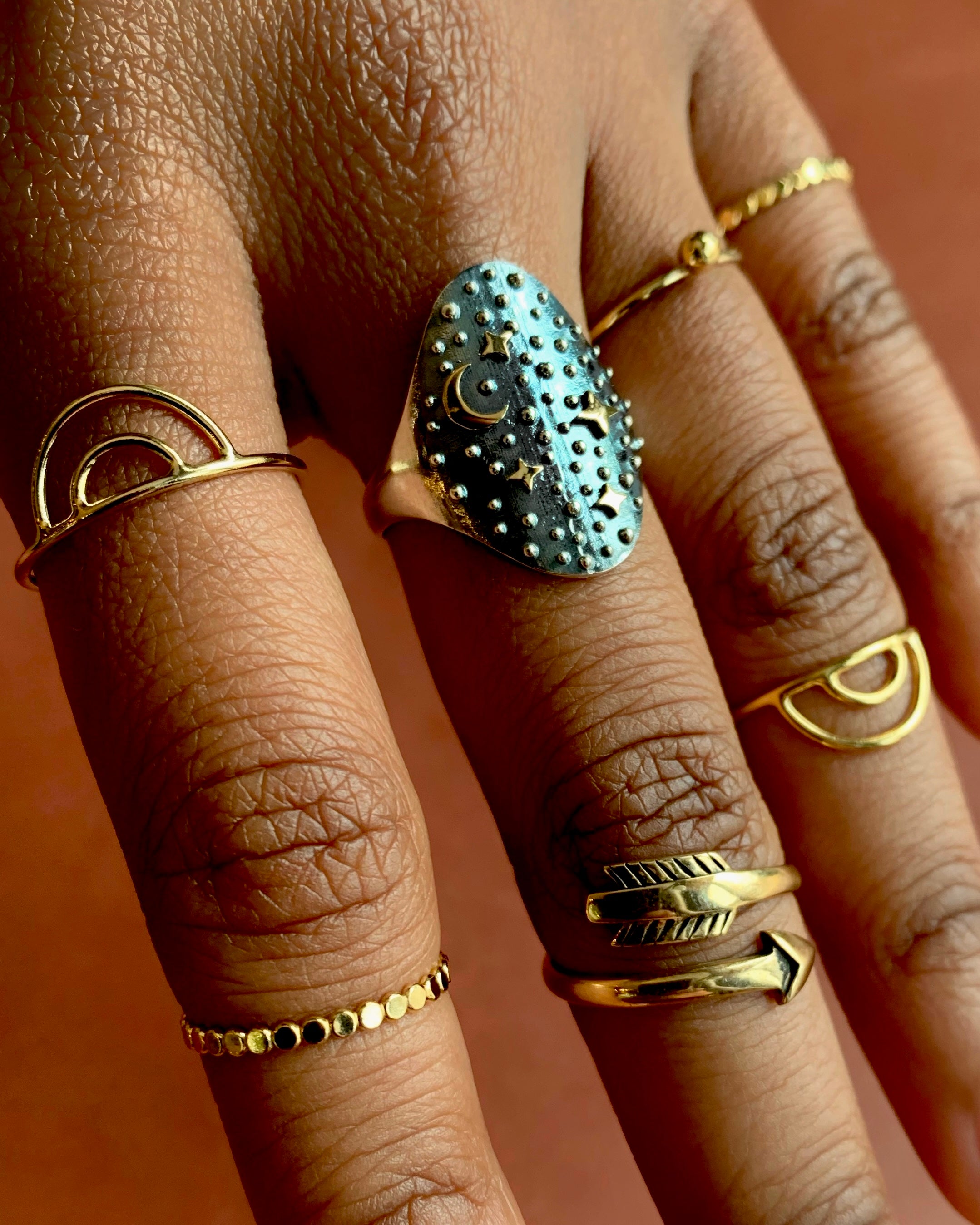 •FLAT BEADED• gold ring