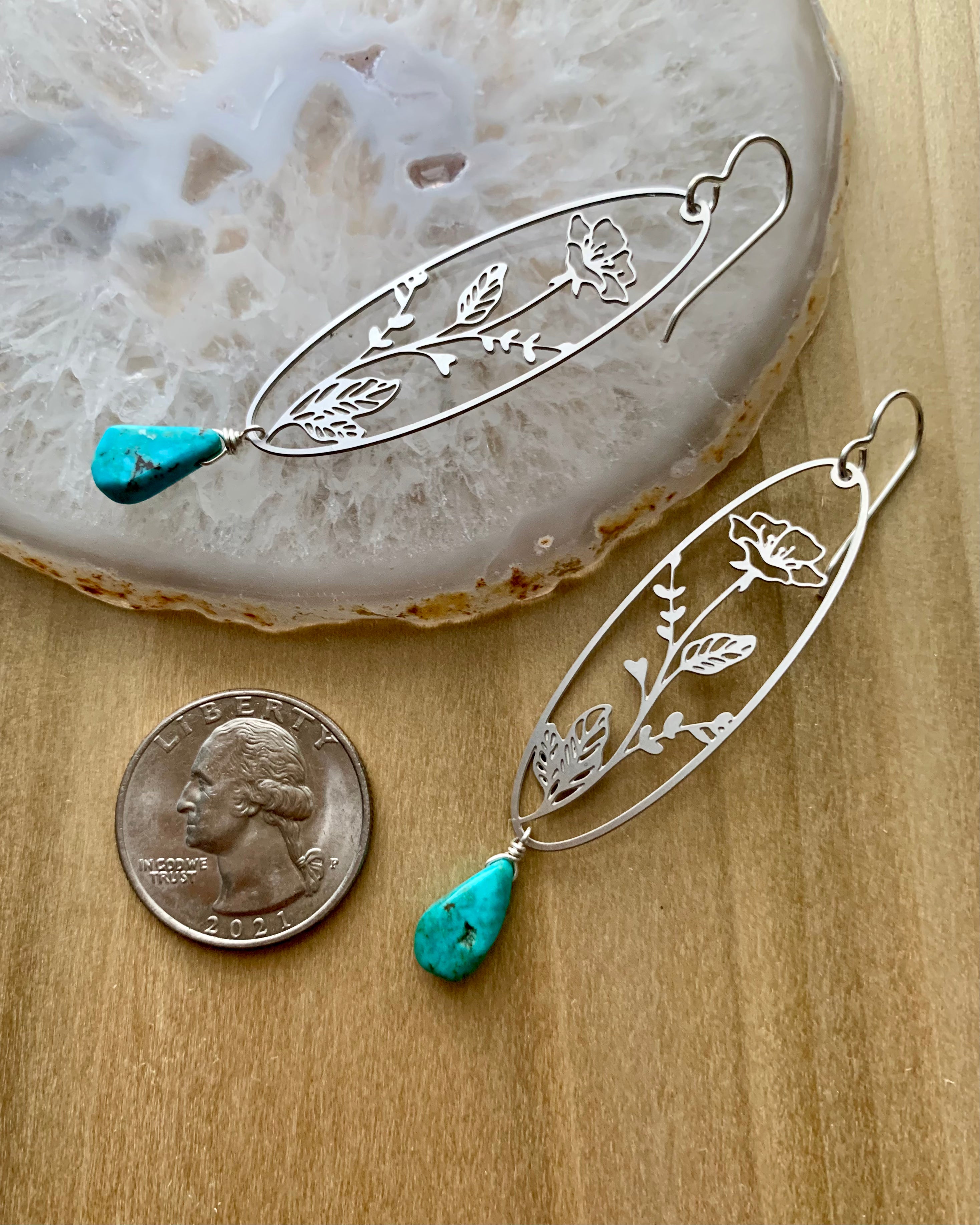 • ANEMONE • turquoise + silver mixed metal dangle earrings