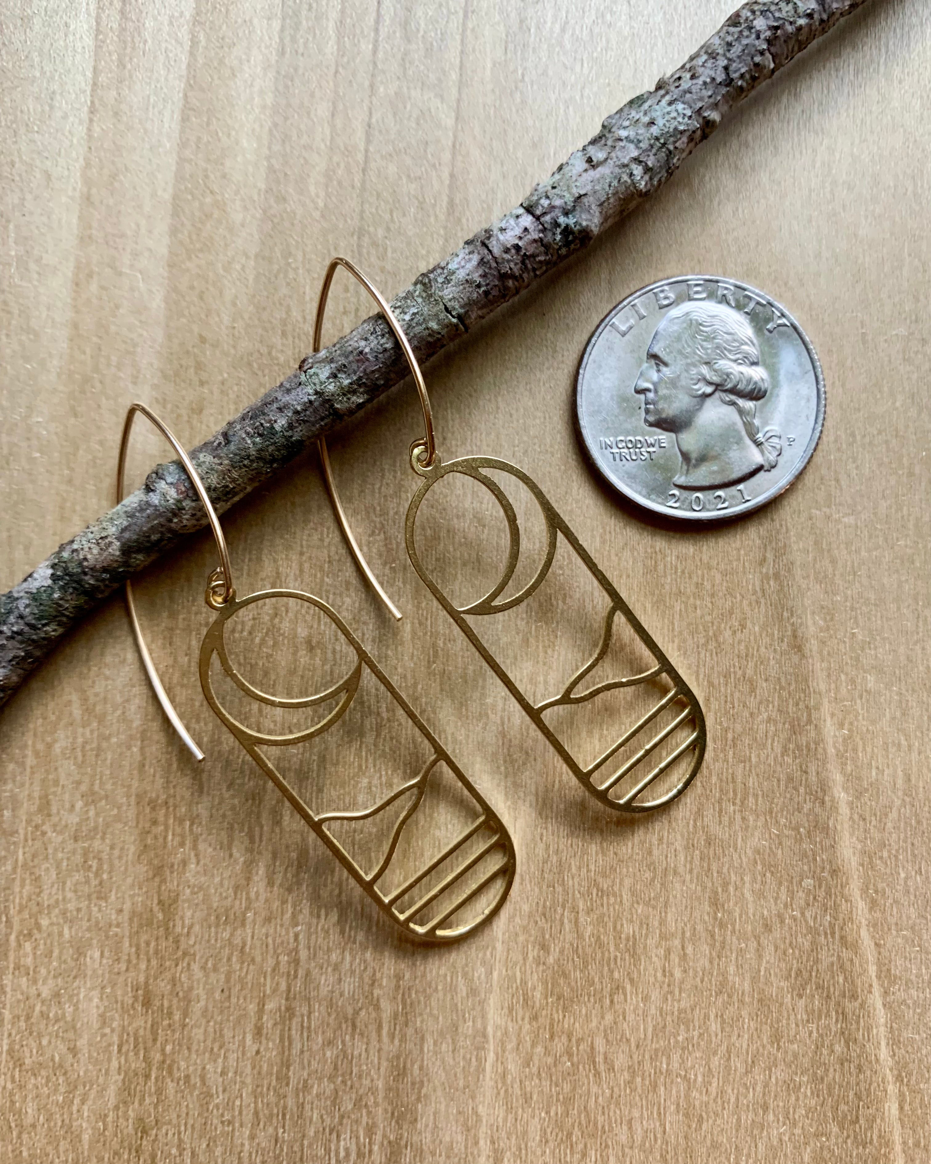 •CRESCENT COVE•  gold mixed metal dangle earrings