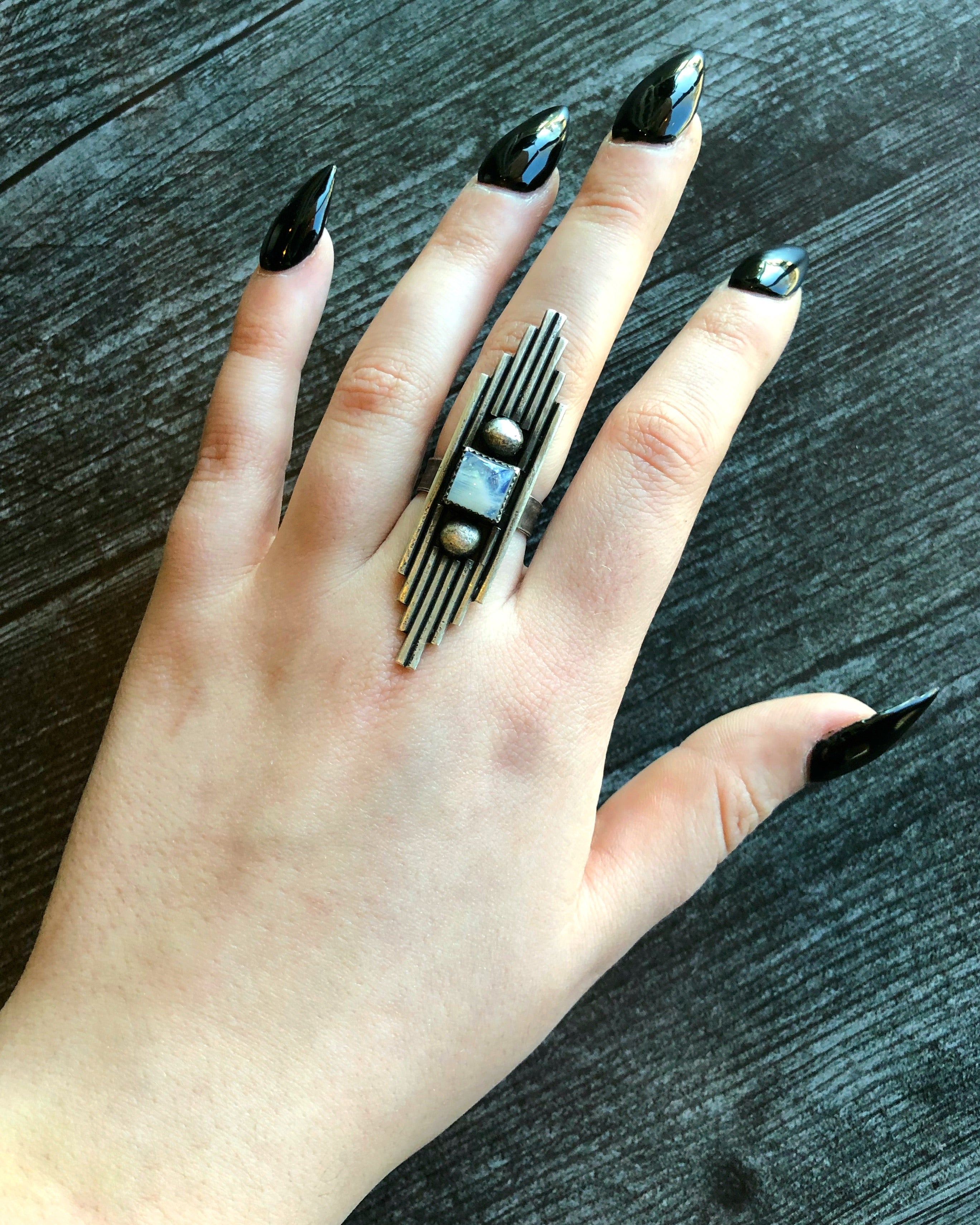 • HOTEL • Rainbow Moonstone + Silver Ring