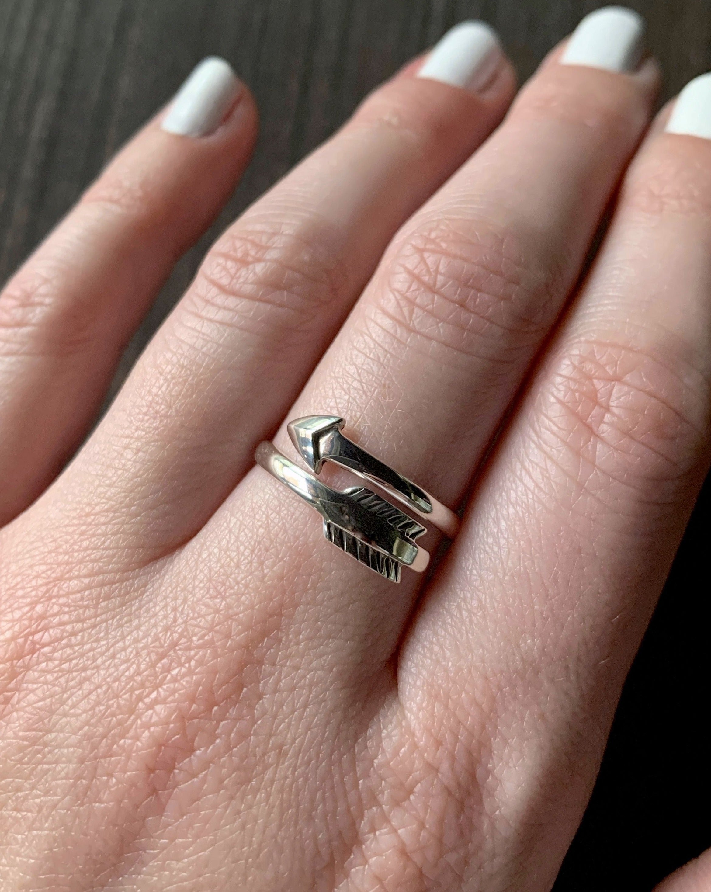 •MOVING FORWARD• adjustable silver arrow ring