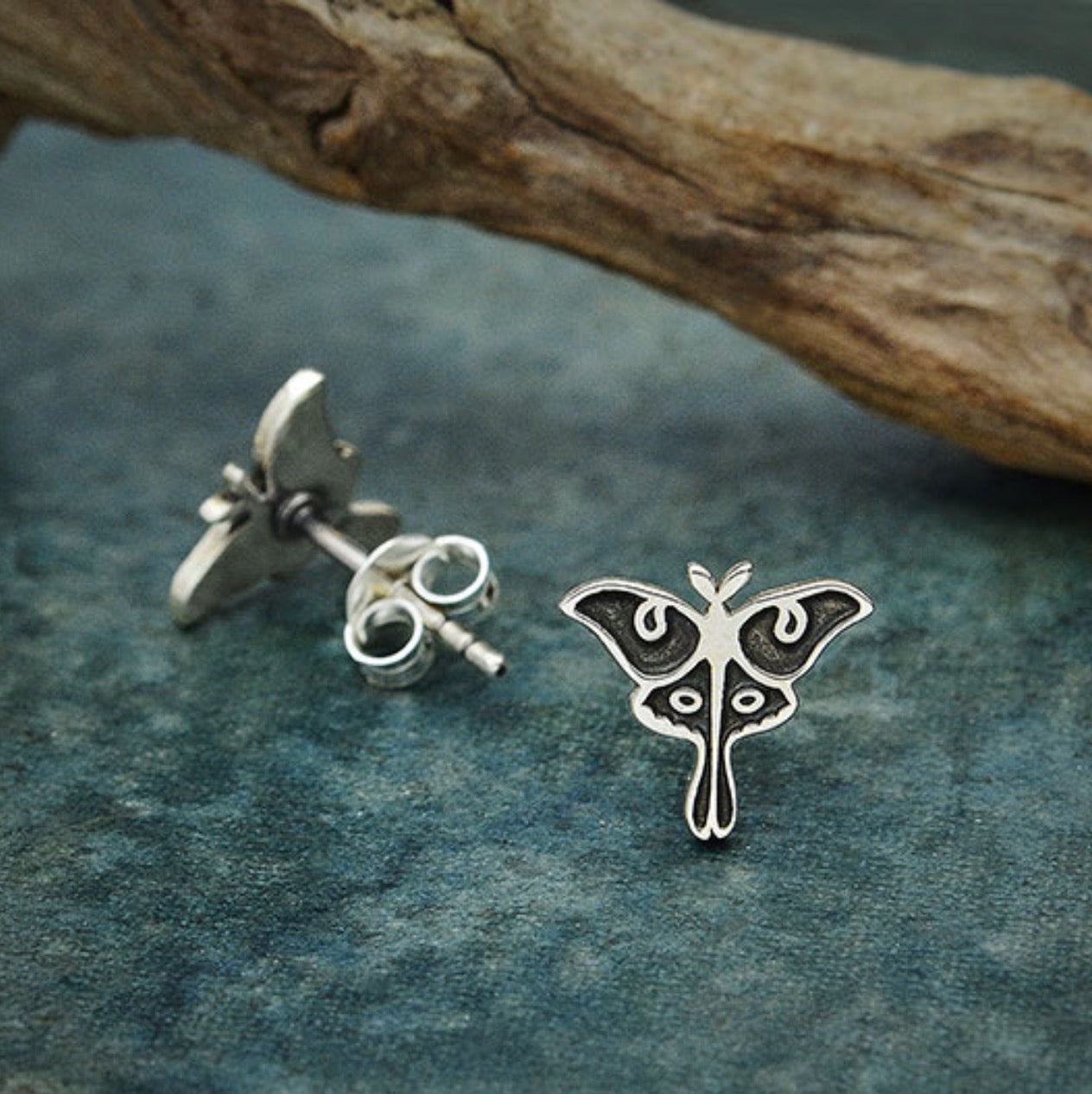 •LIL' LUNA MOTH• recycled silver stud earrings