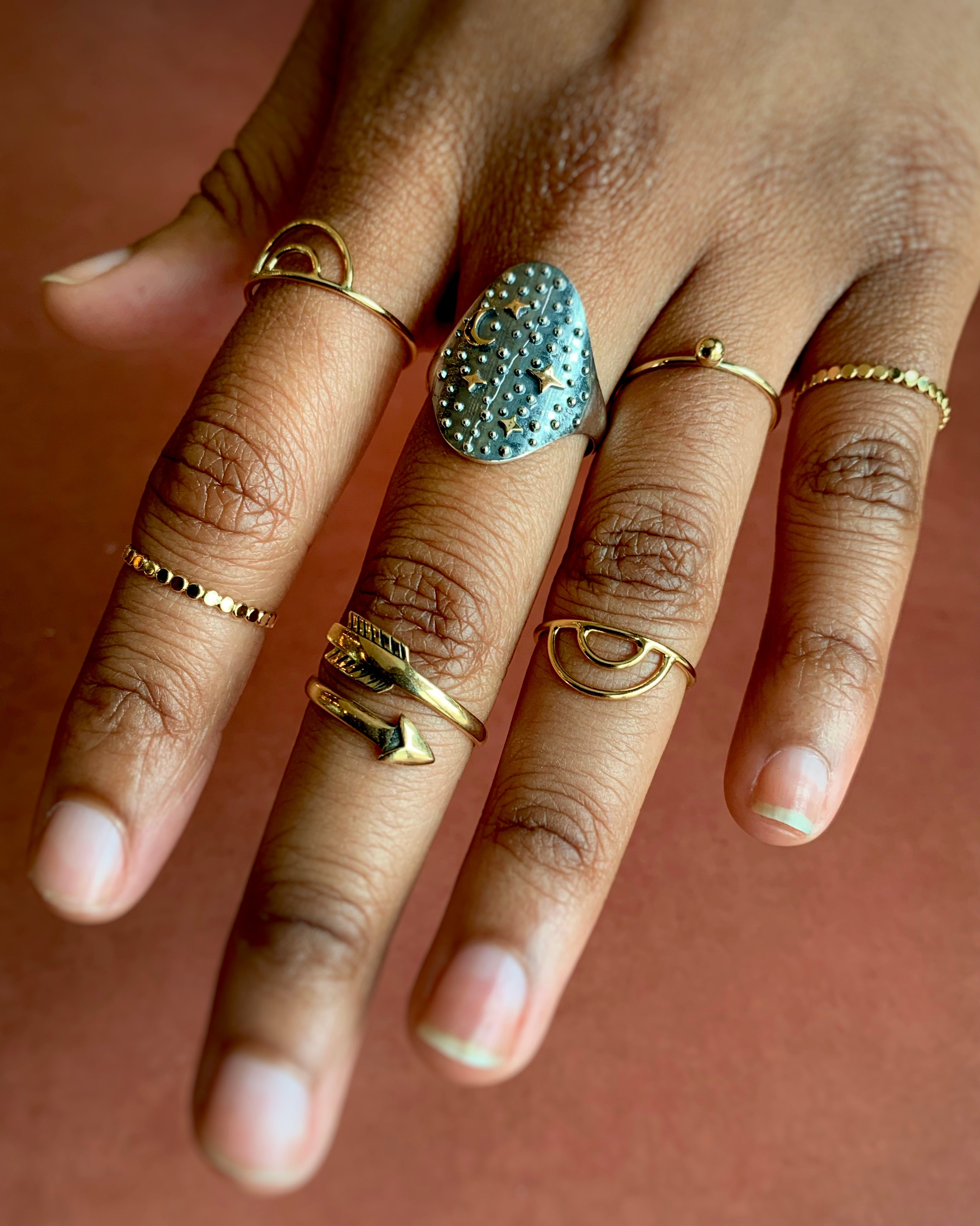•FLAT BEADED• gold ring