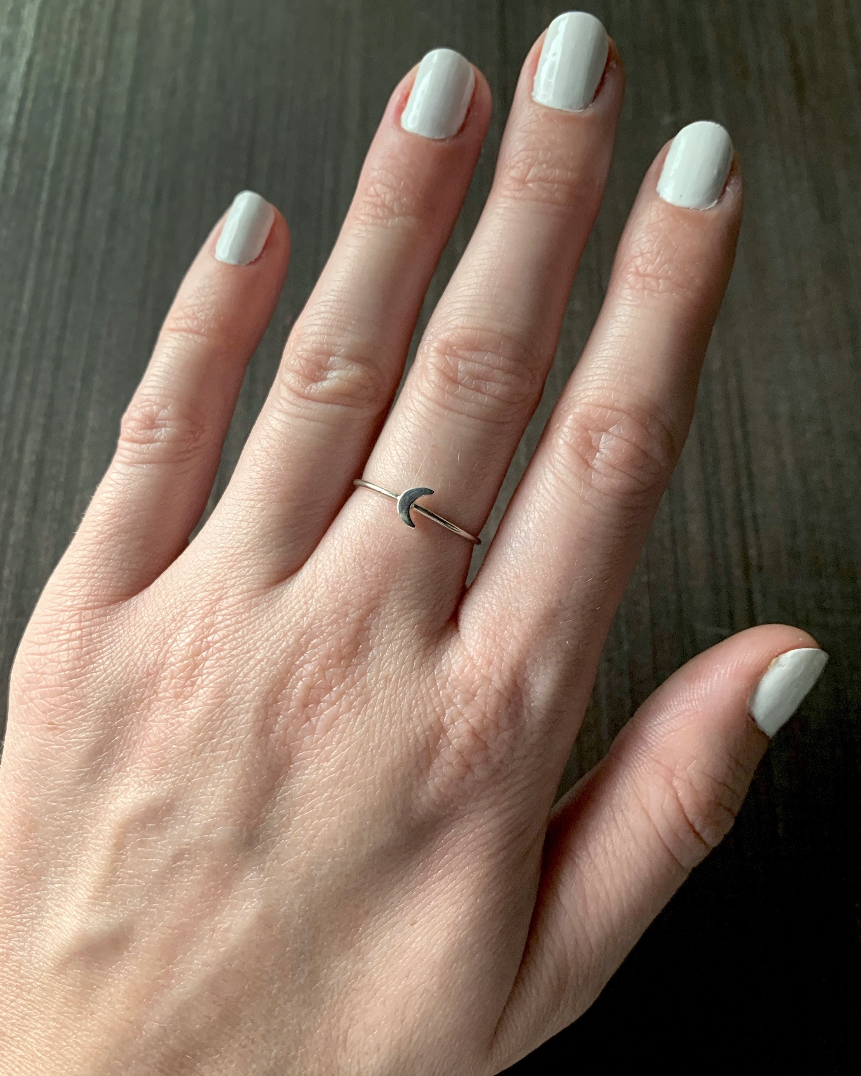 •TINY CRESCENT• sterling silver moon ring