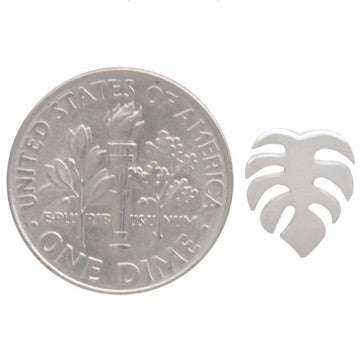•SMALL FLAT MONSTERA• recycled silver stud earrings