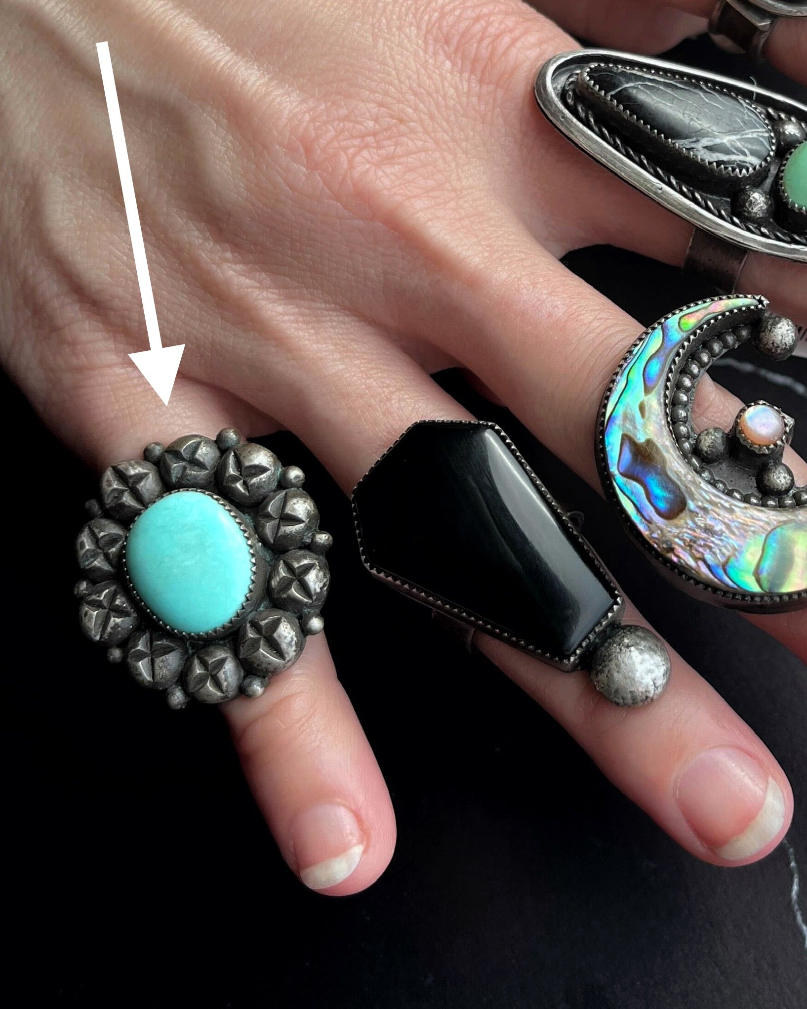 • LOOKING GLASS • turquoise + silver ring - SIZE 7.5