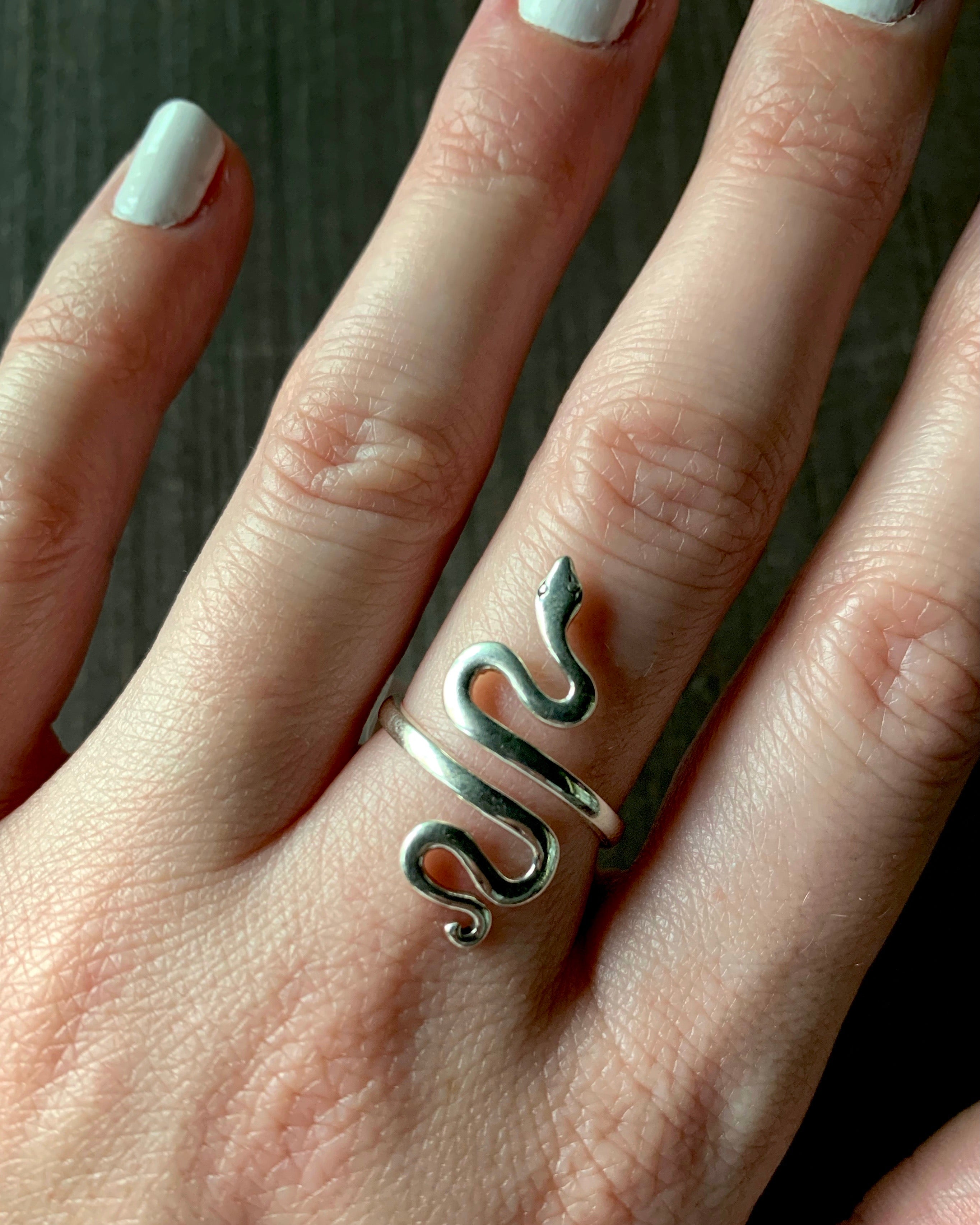 •SLITHER• adjustable recycled silver ring