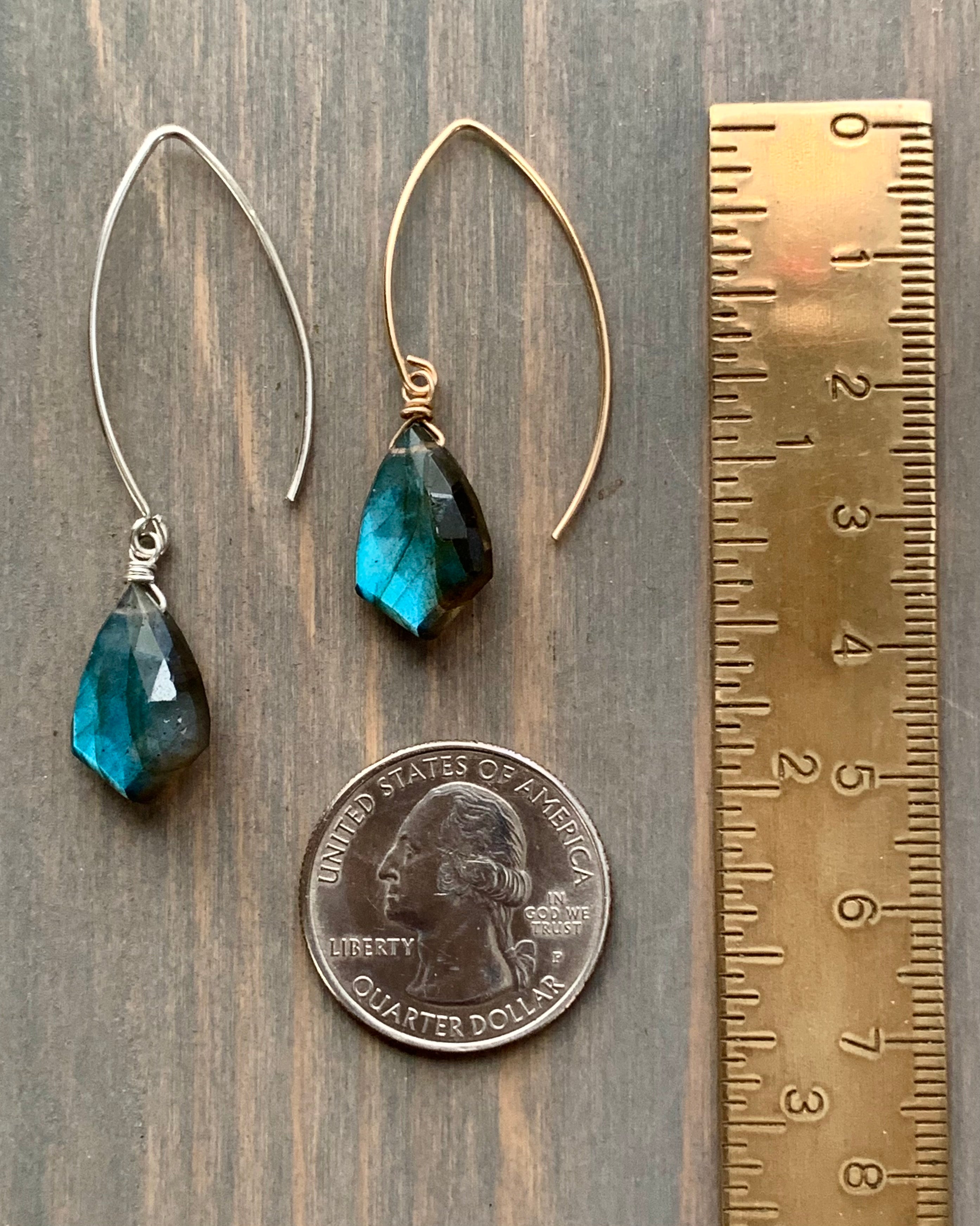• STRAY - KITES • labradorite simple silver or gold earrings