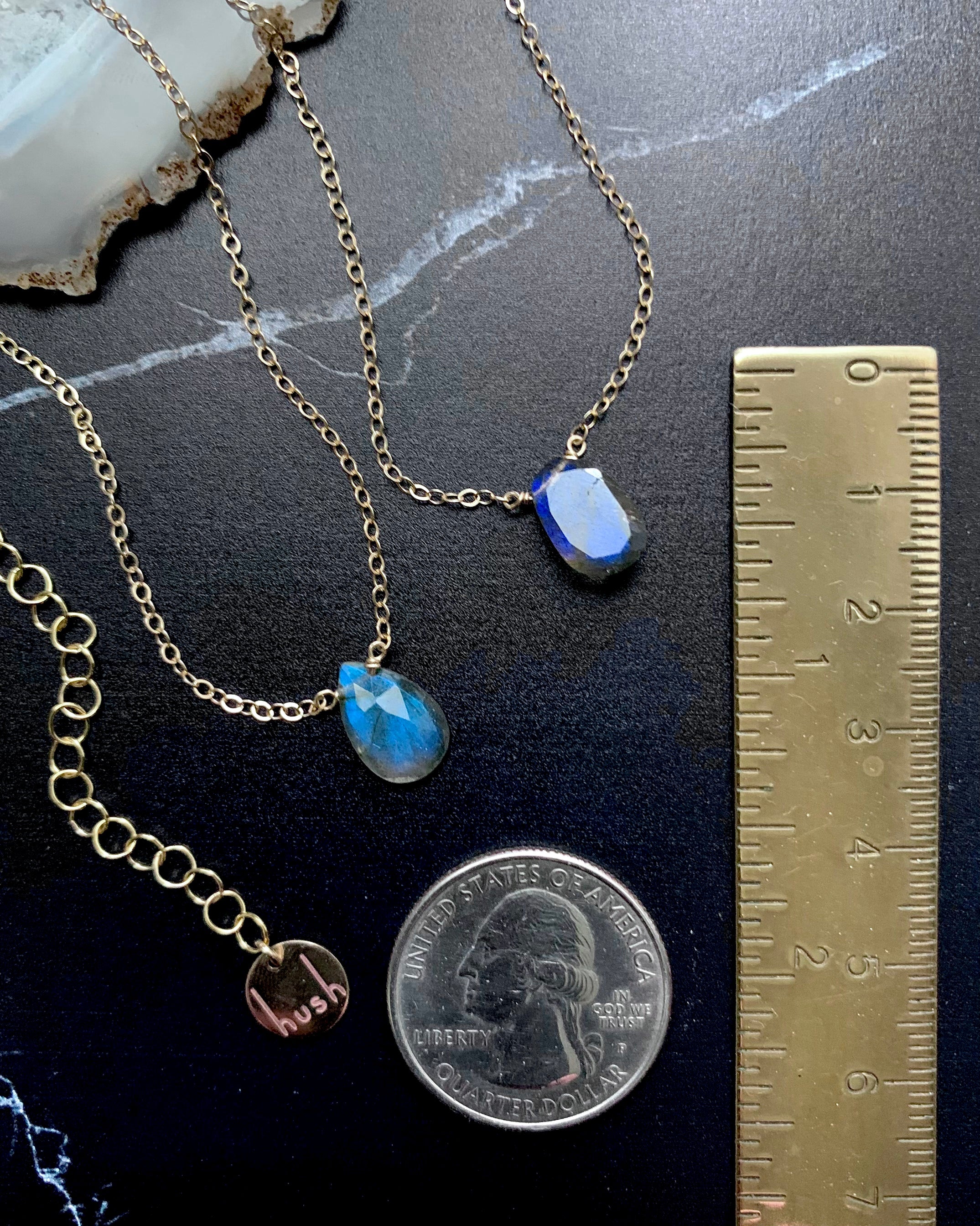 •STRAY• small organic labradorite + silver necklace (various lengths)