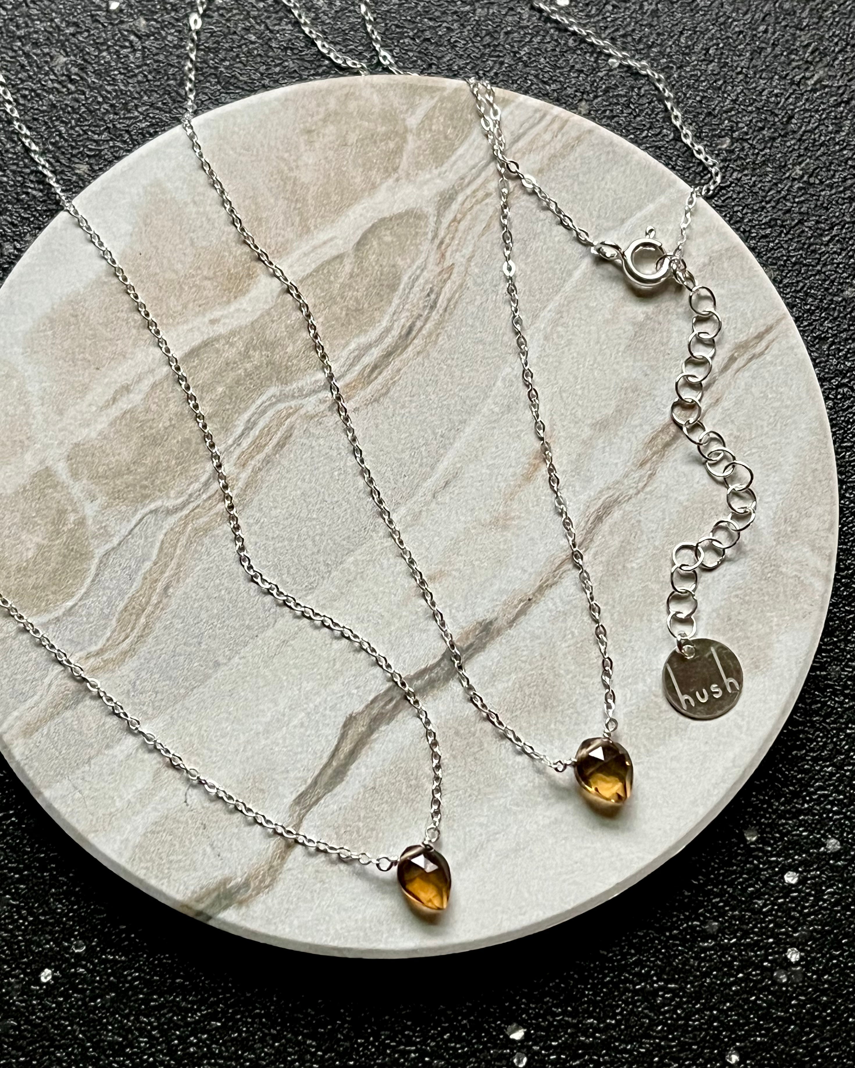 • STRAY • honey quartz + silver necklace