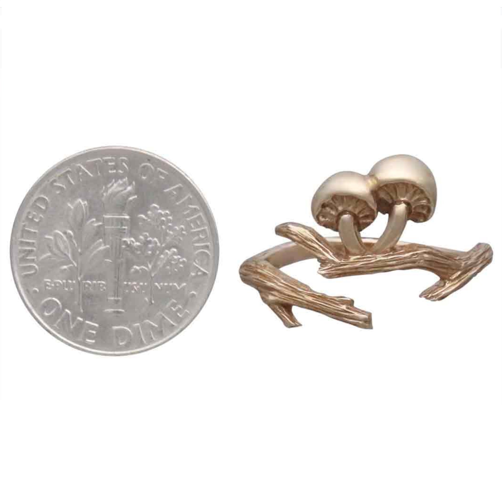 •SHIITAKE MUSHROOM BRANCH• adjustable bronze ring