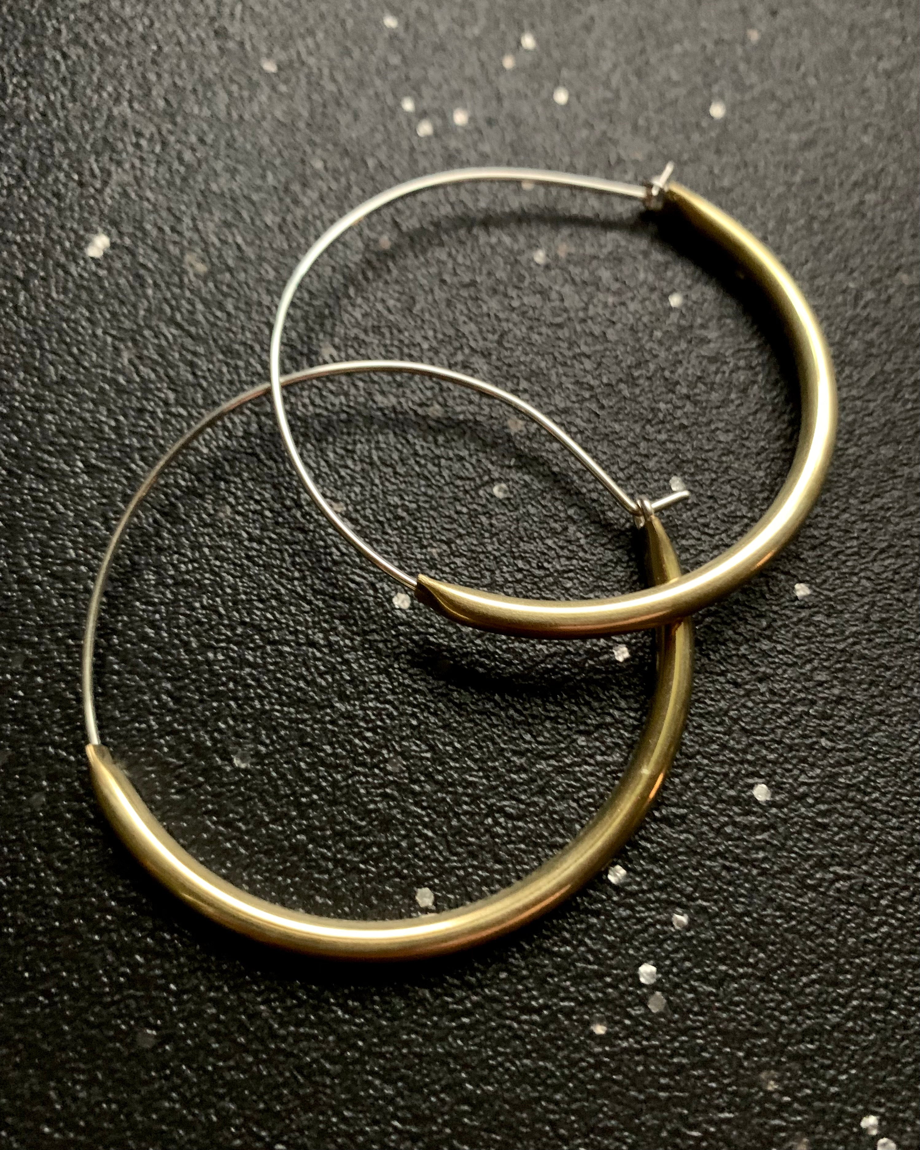 •LARGE TUBE HOOPS• mixed metal hoop earrings