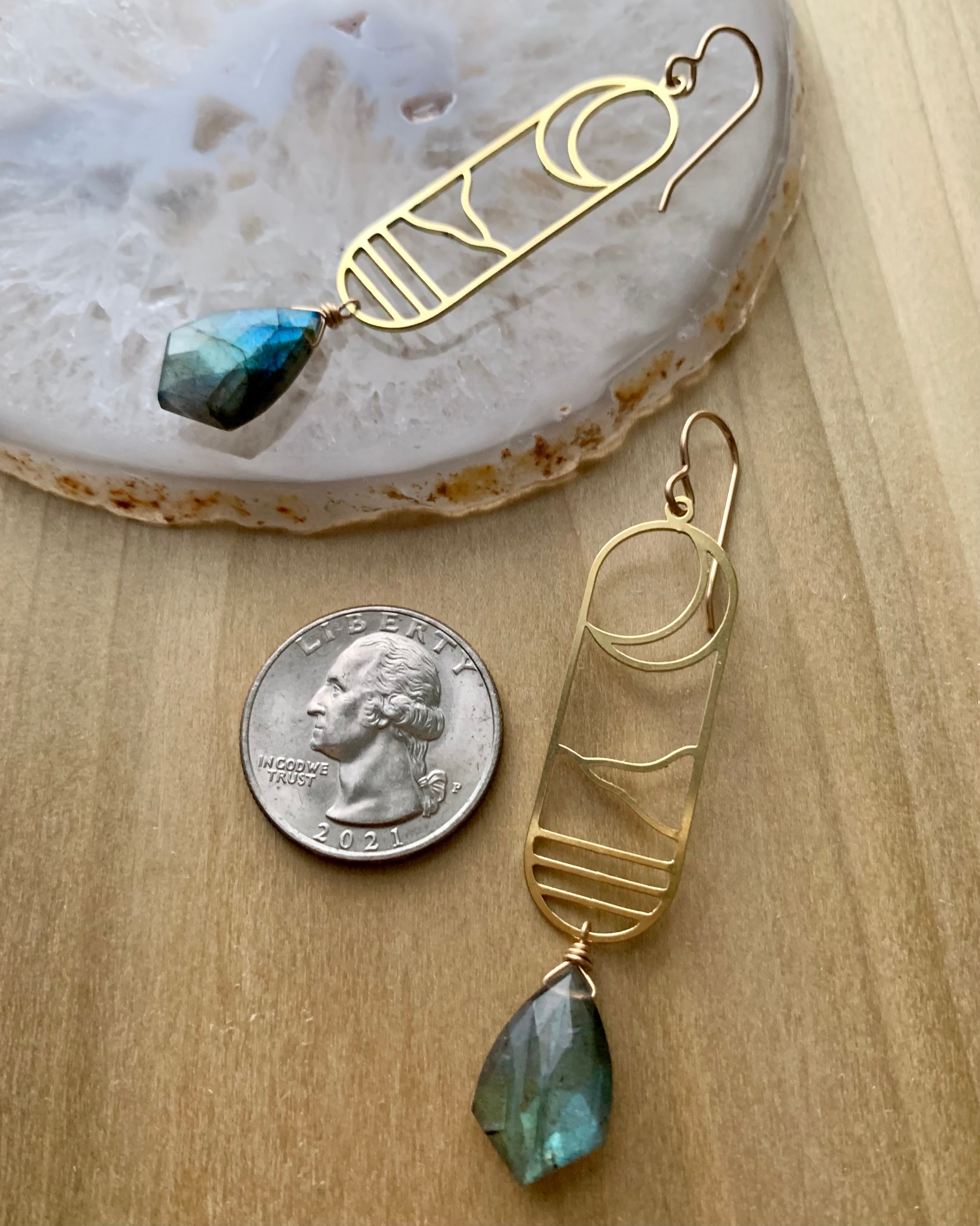 •CRESCENT COVE• labradorite + gold dangle earrings