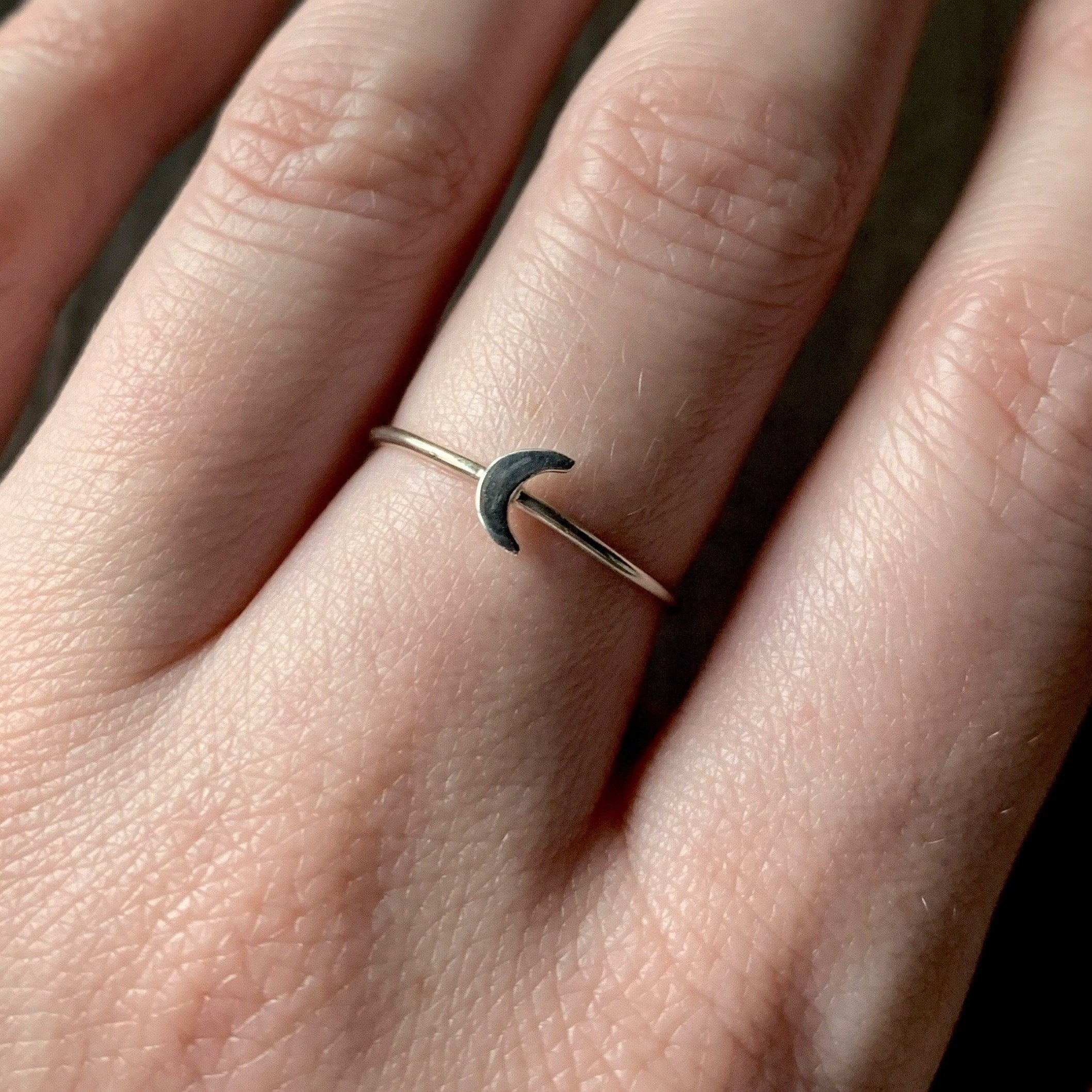 •TINY CRESCENT• sterling silver moon ring