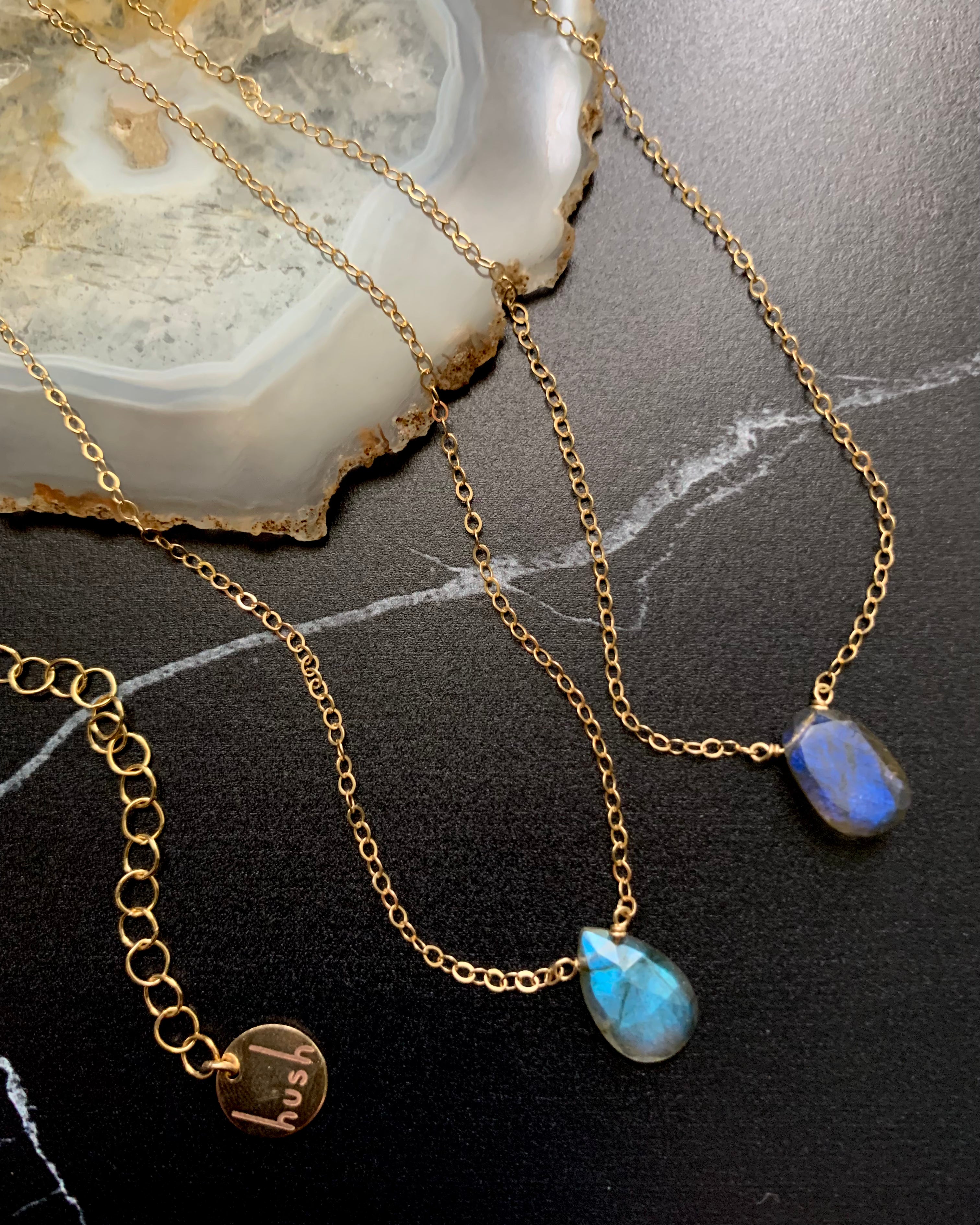 •STRAY• small organic labradorite + gold necklace (various lengths)