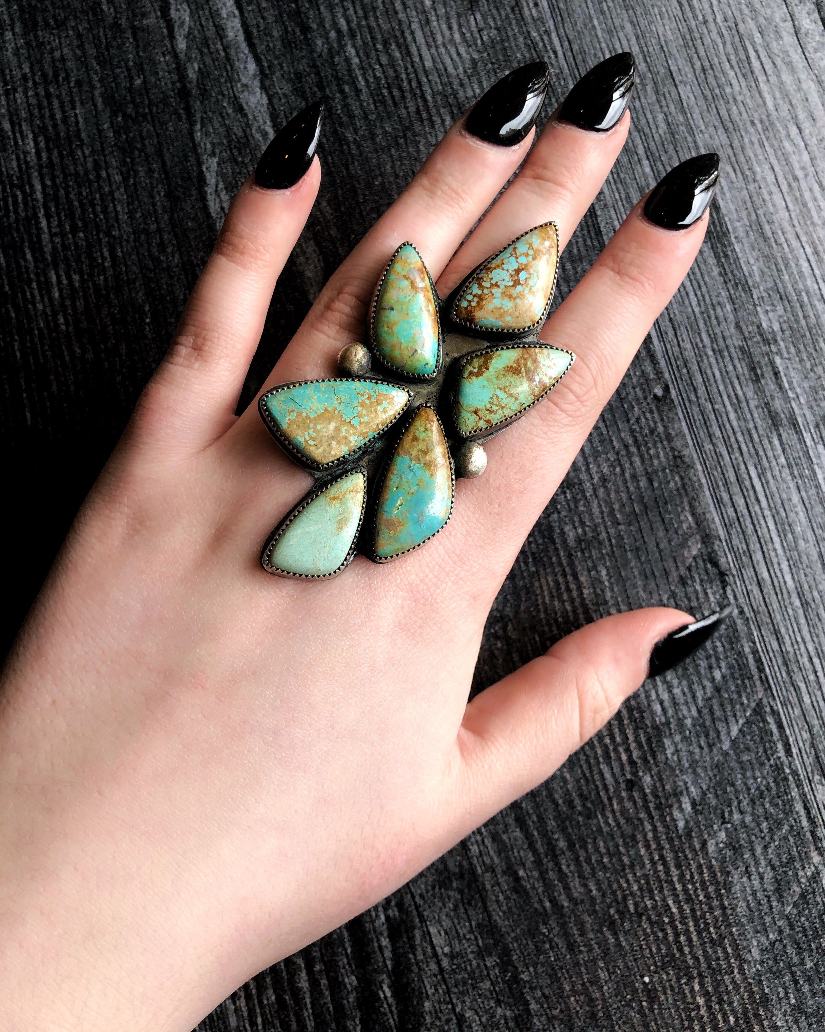 • LEAF • Turquoise + Silver Ring