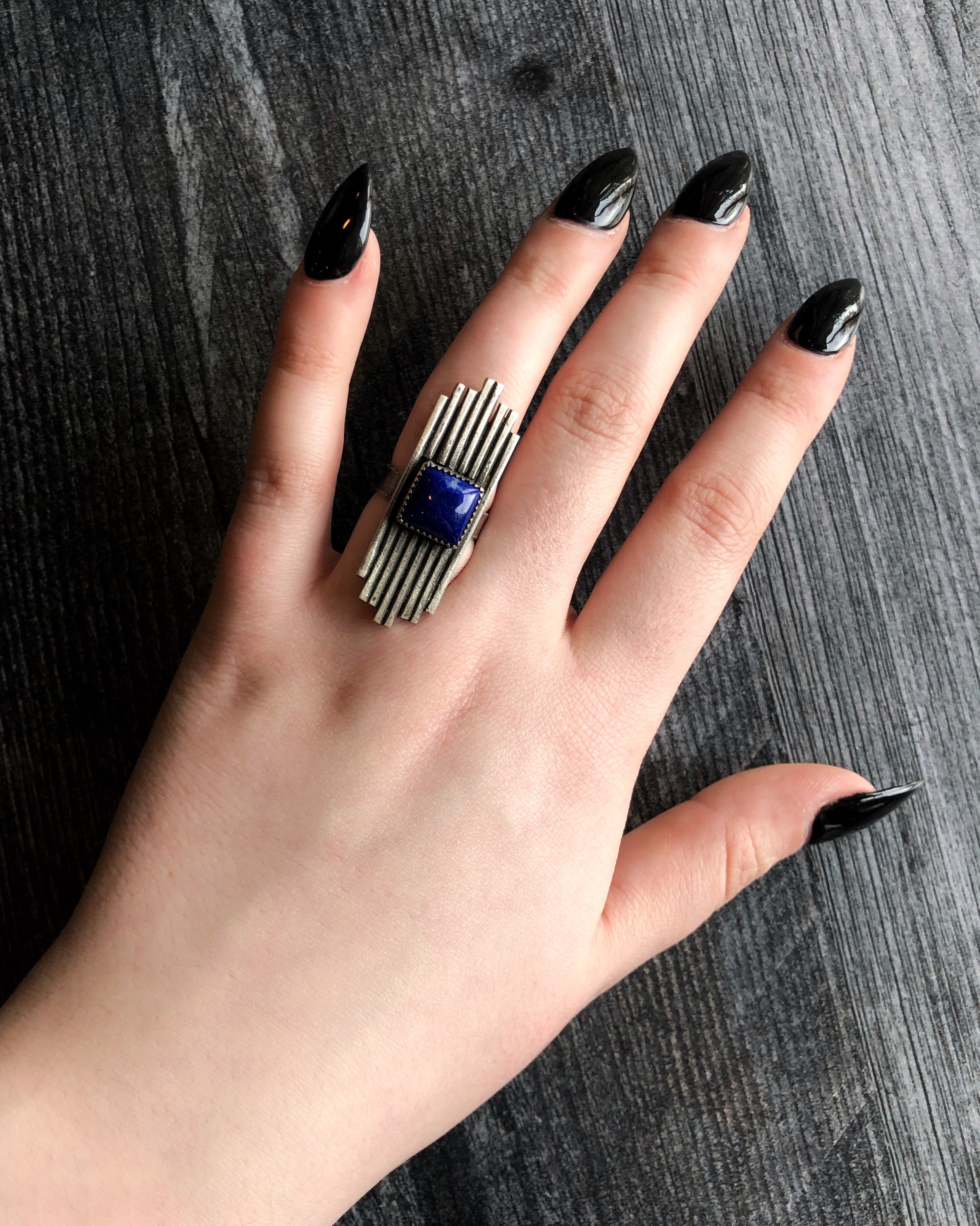 • ART DECO • Lapis + Silver Ring