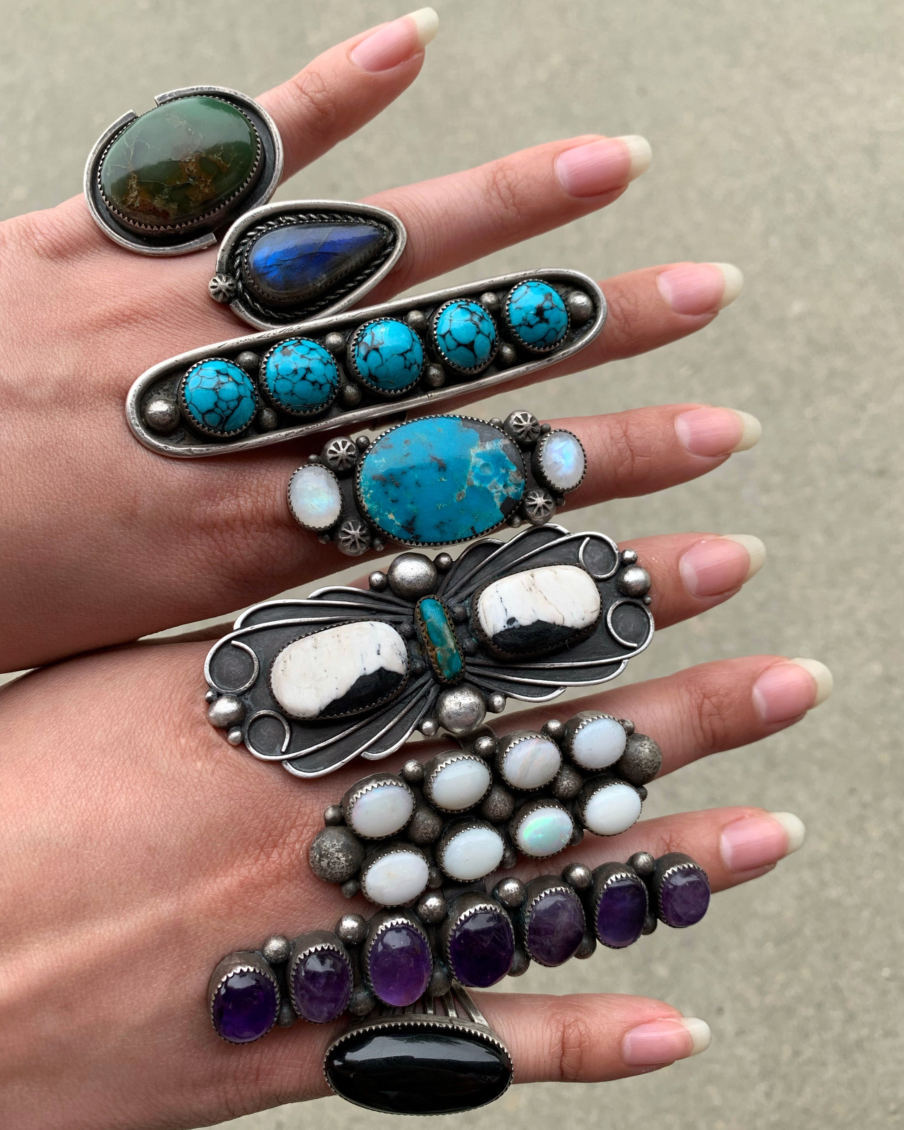 • GRAVITATIONAL • turquoise, rainbow moonstone + silver ring