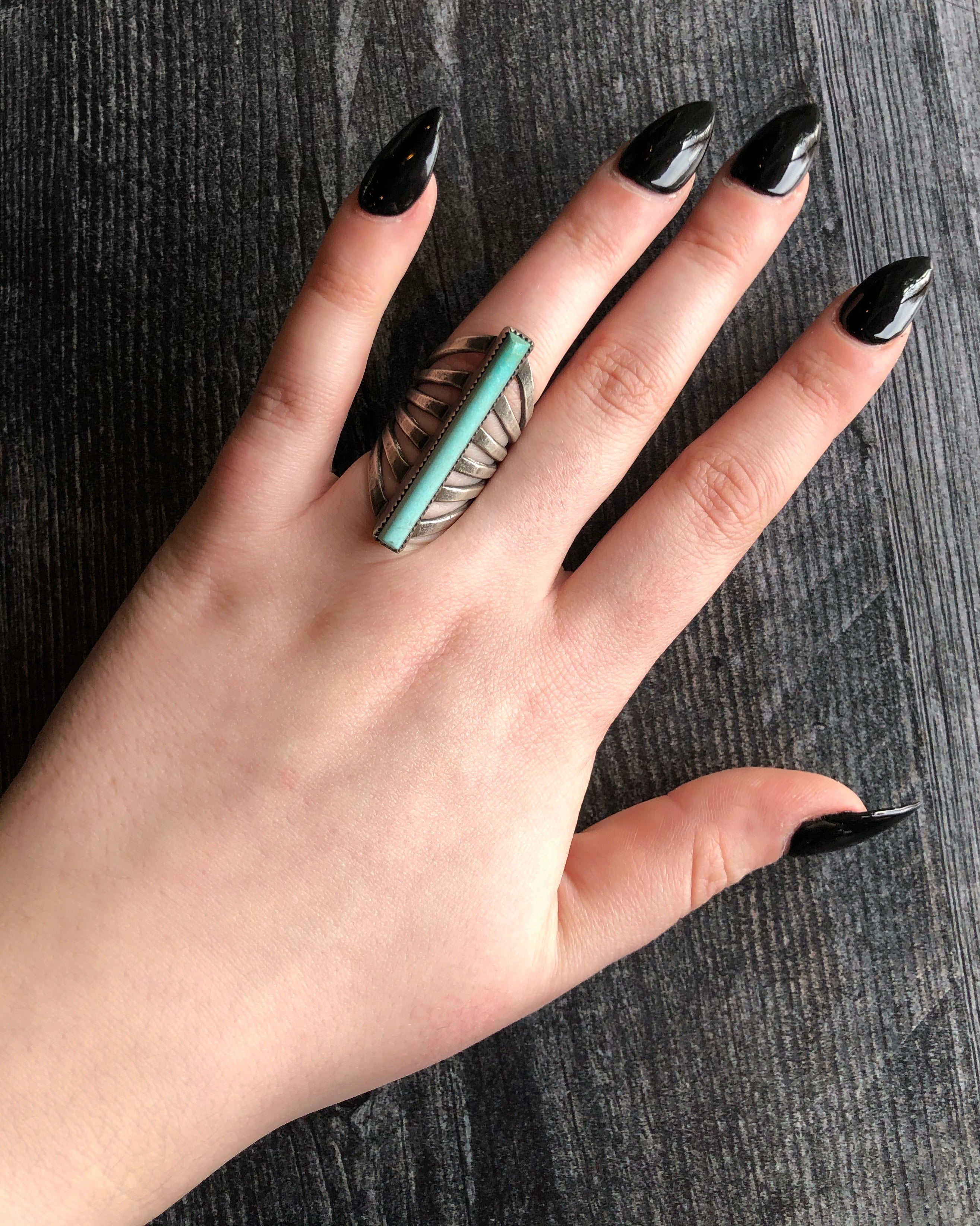 • RECTANGLE • Turquoise + Silver Ring