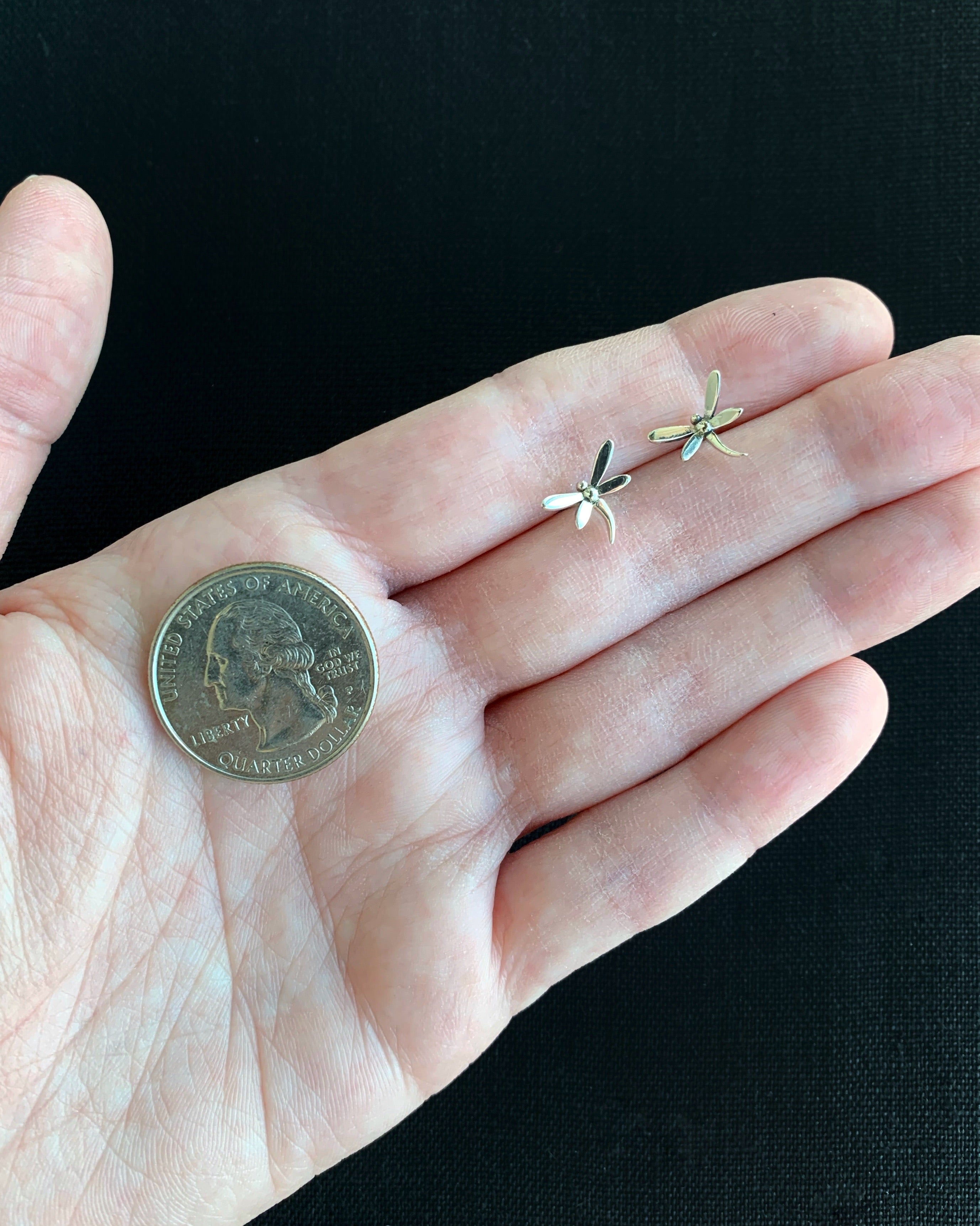 • SMALL DRAGONFLY • silver stud earrings