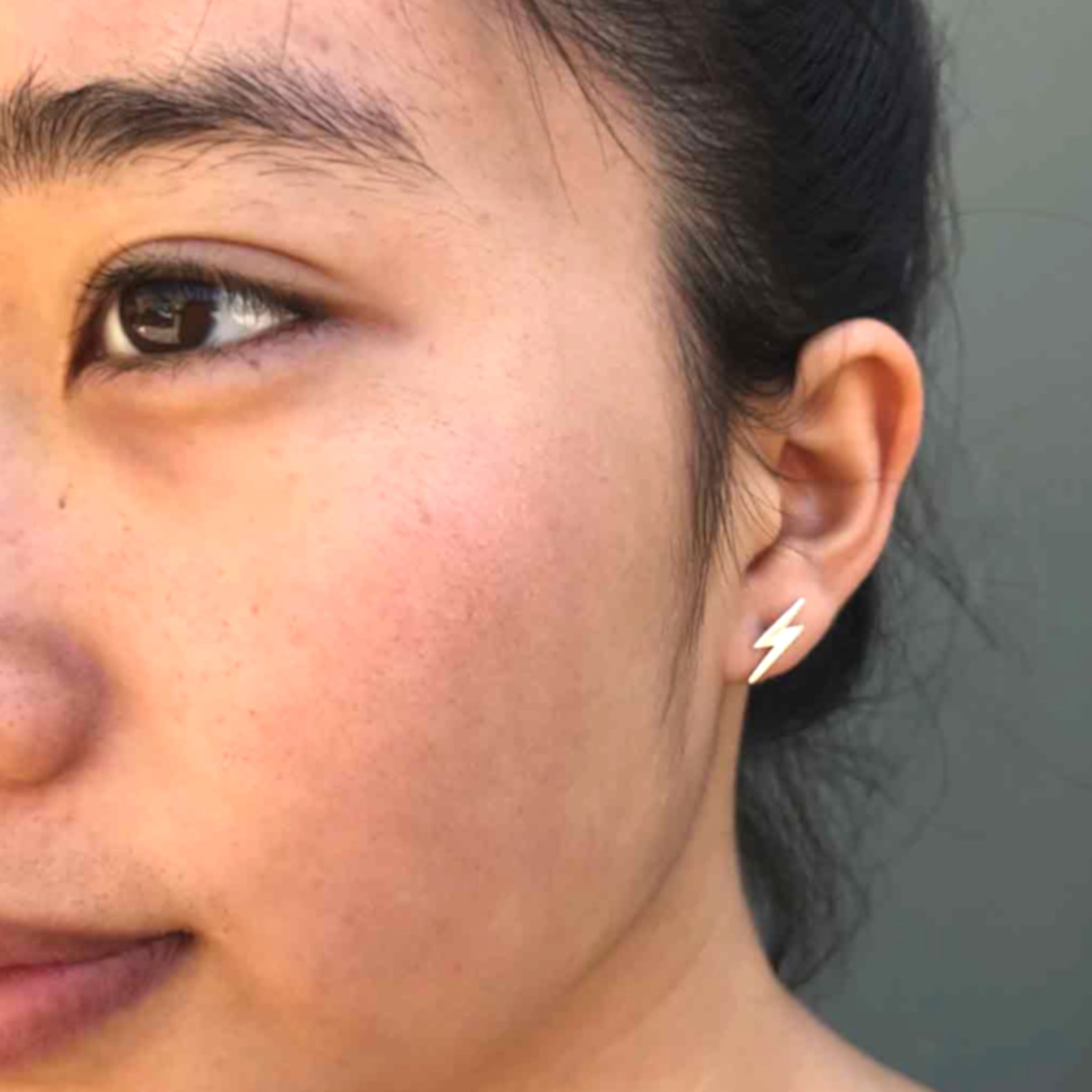•LIL' LIGHTNING BOLT• recycled silver stud earrings