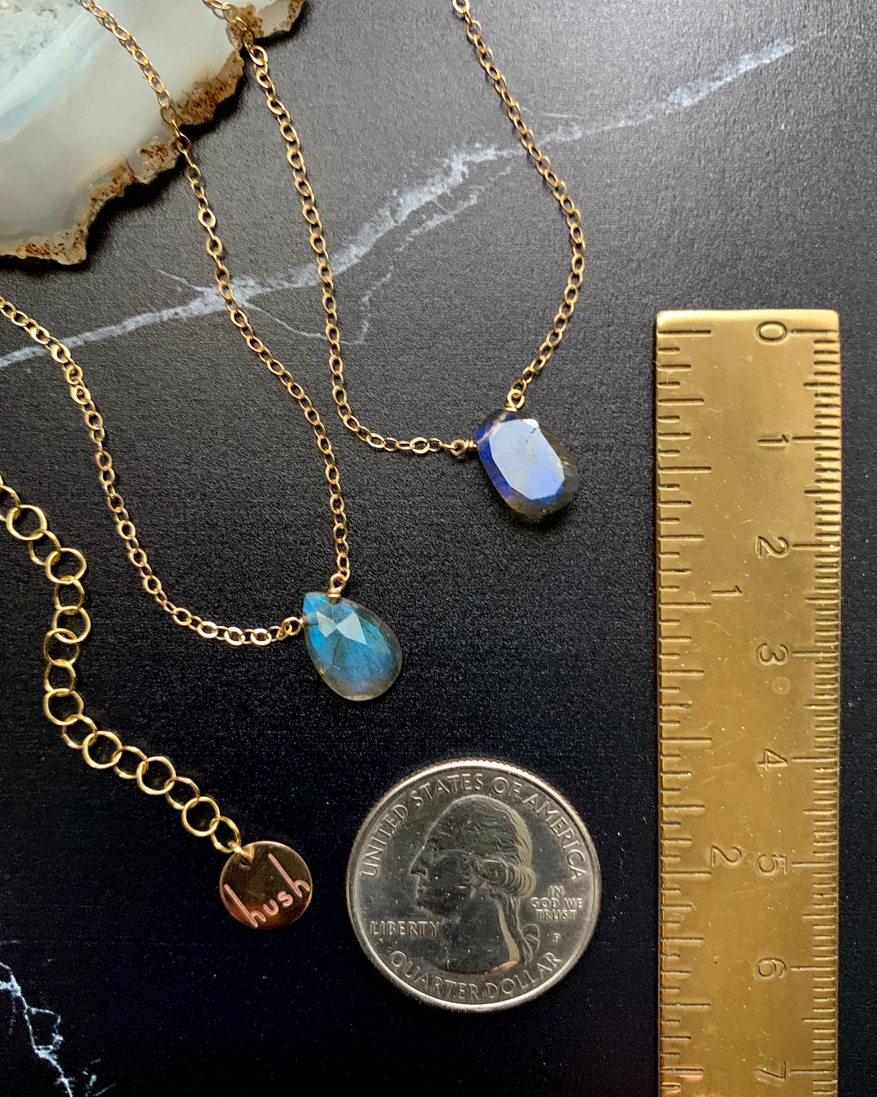 •STRAY• small organic labradorite + gold necklace (various lengths)