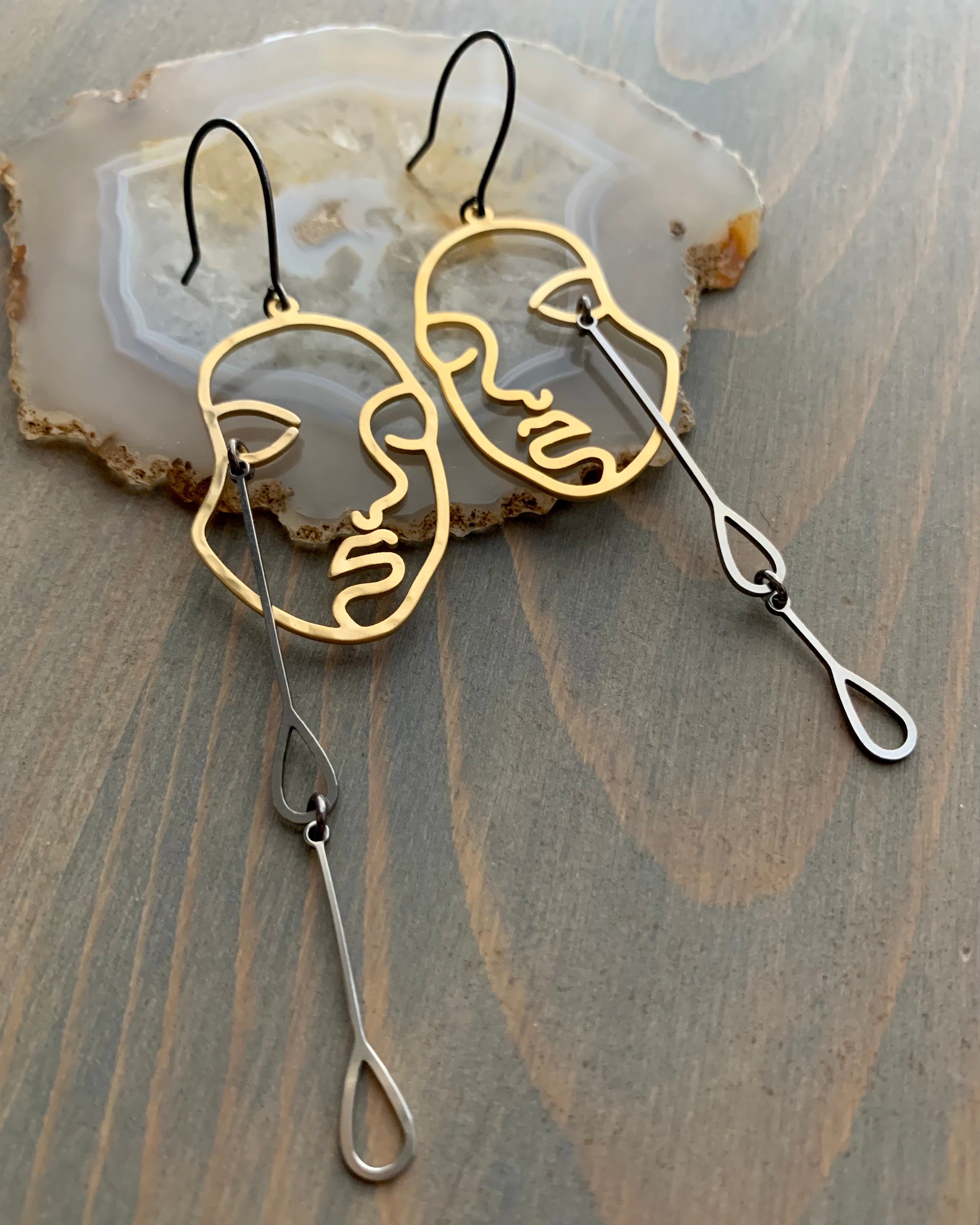 •CRY IF I WANT TO• mixed metal dangle earrings