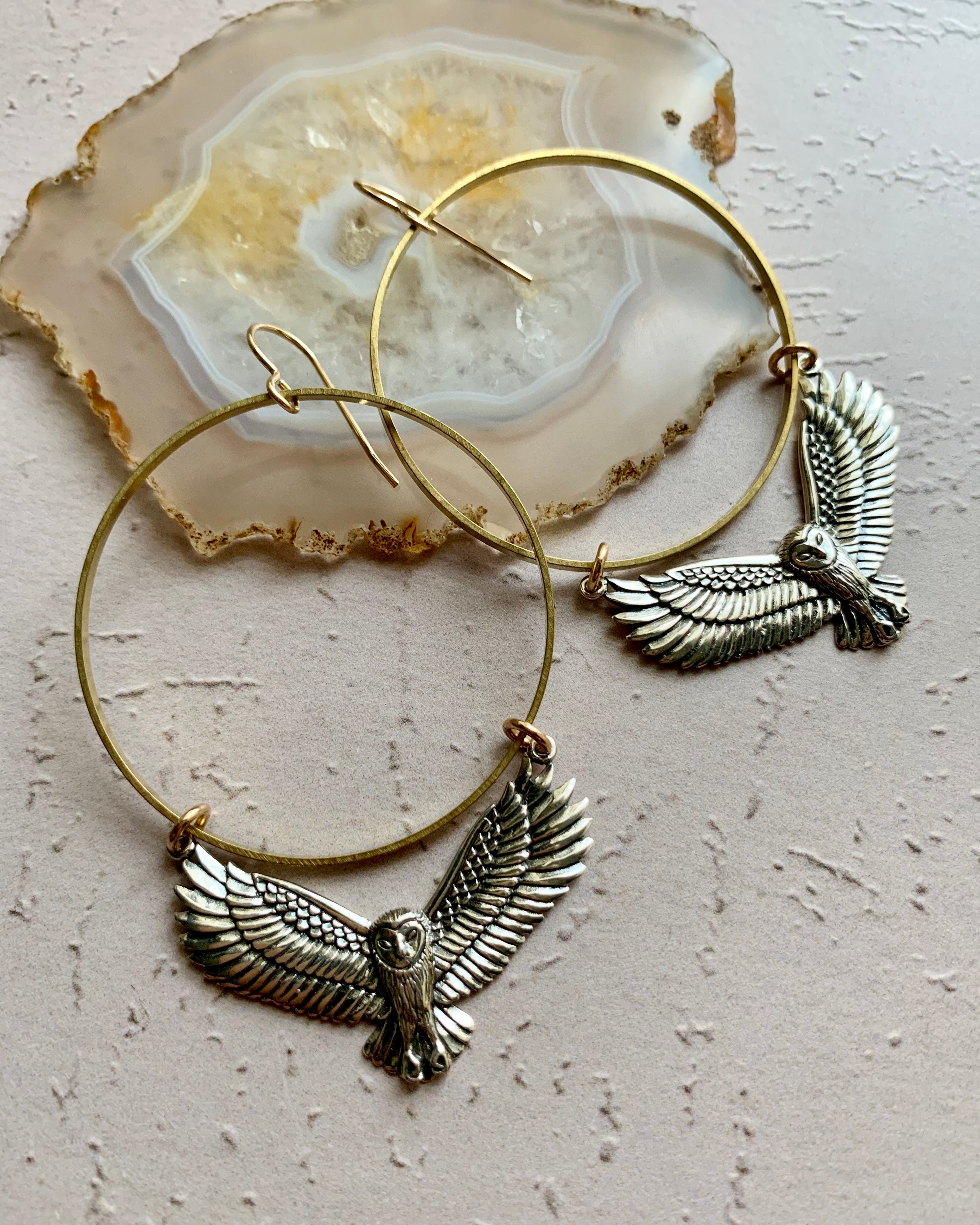 •NIGHT FLIGHT• mixed metal hoop earrings