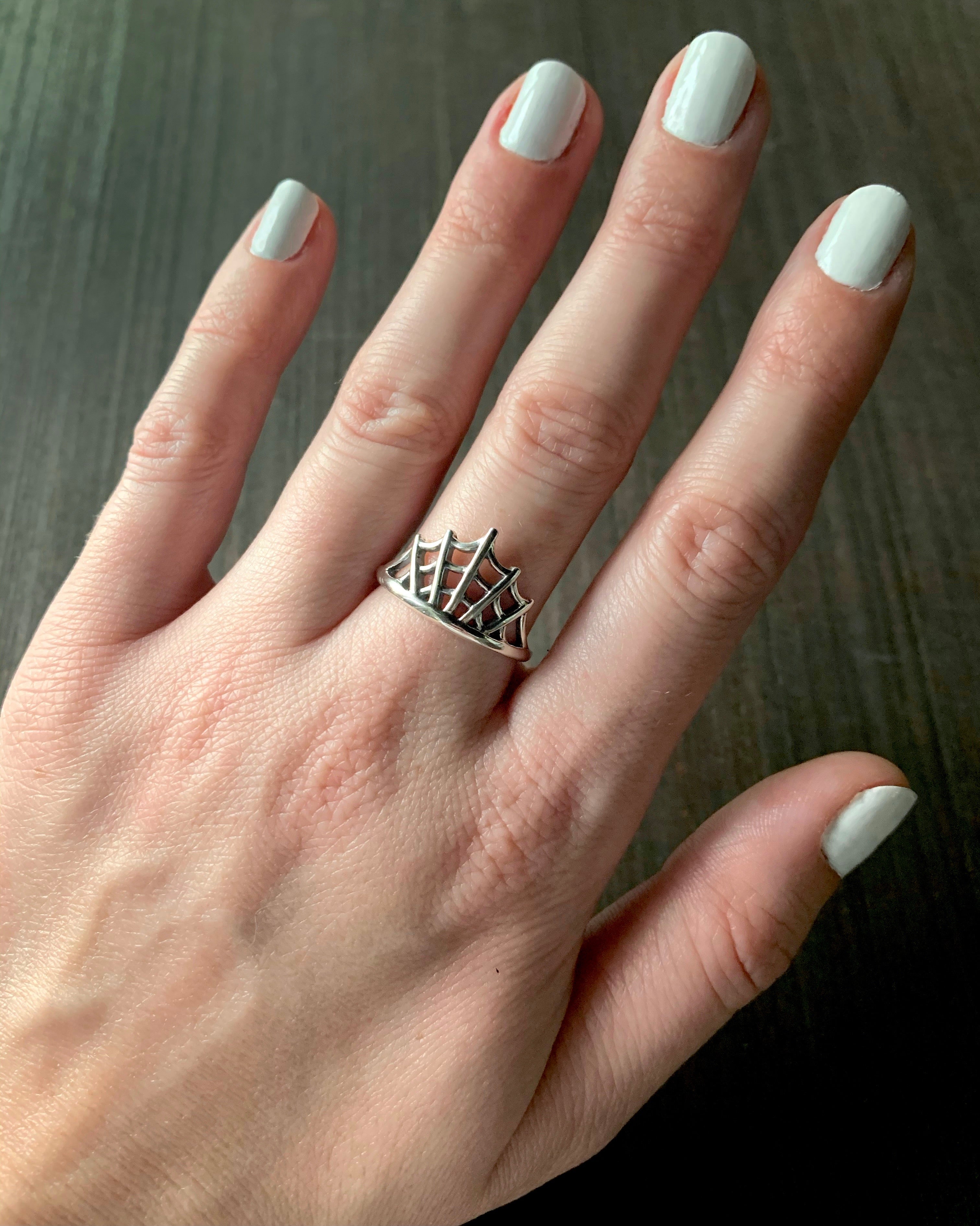•SPIDER WEB• silver ring