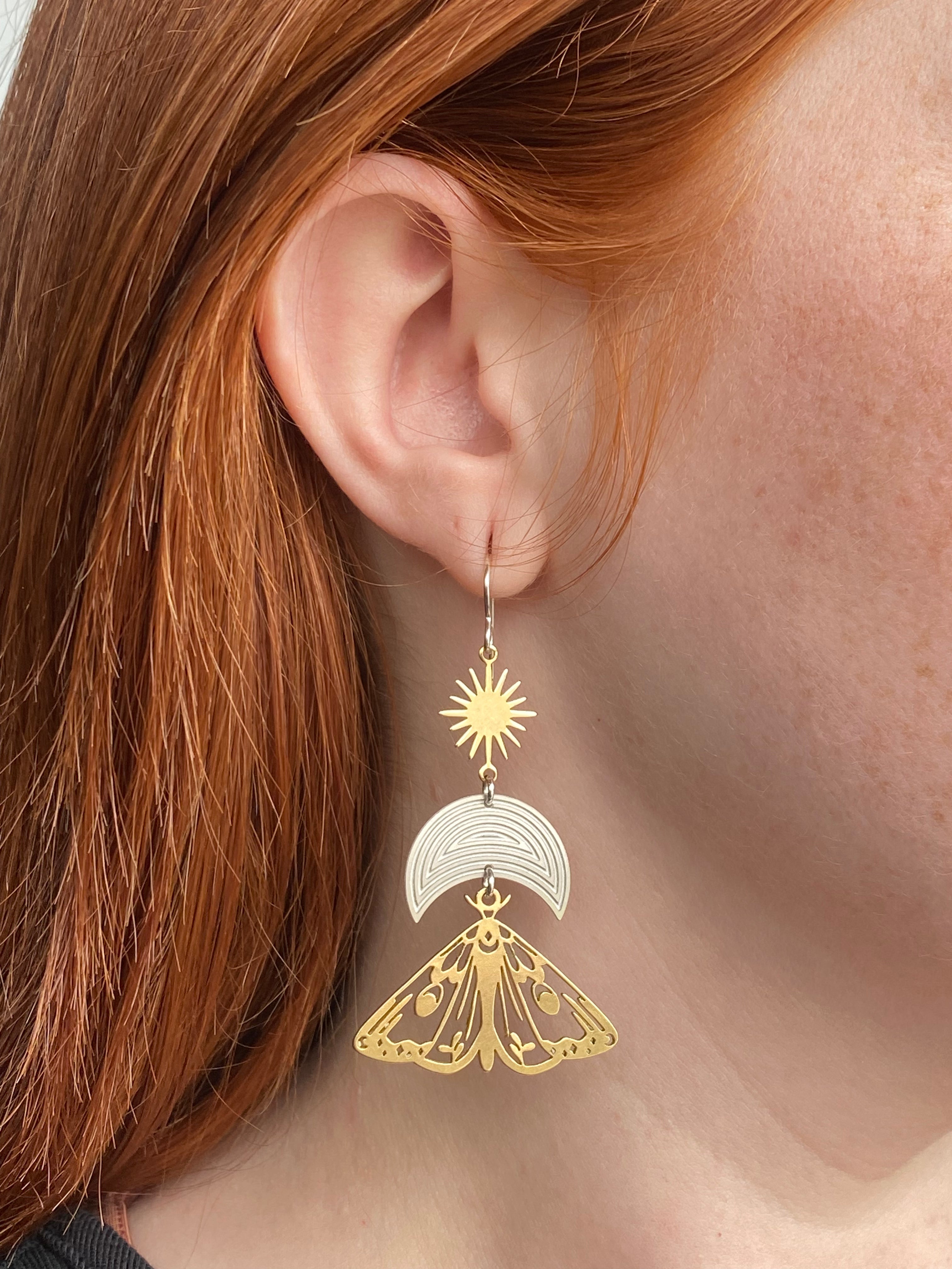 •MARIPOSA LUNA SOL• mixed metal dangle earrings