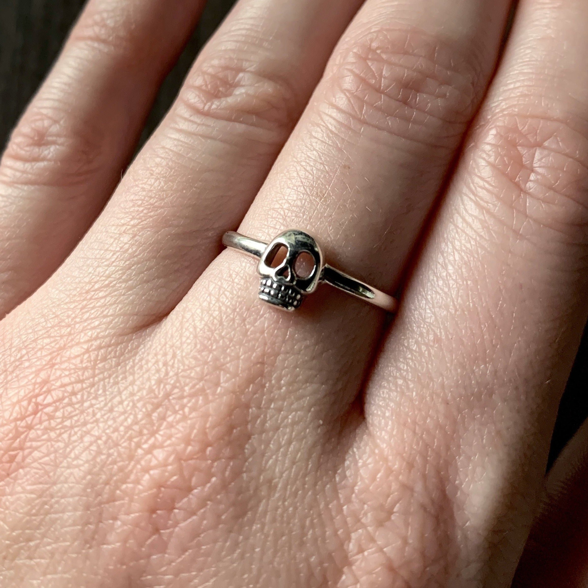 •TINY SKULL• recycled silver ring