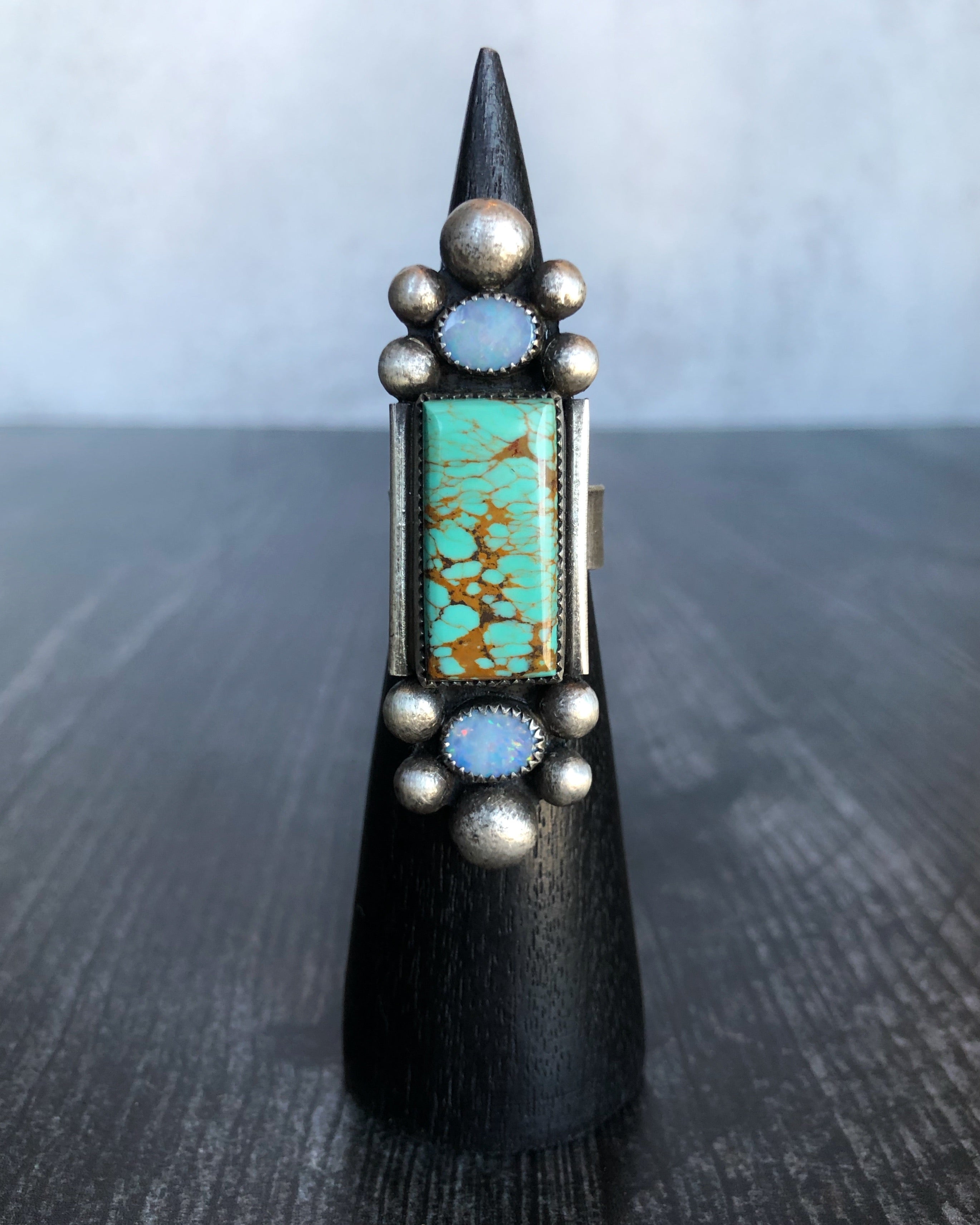 • MUCHA • opal, turquoise + silver ring