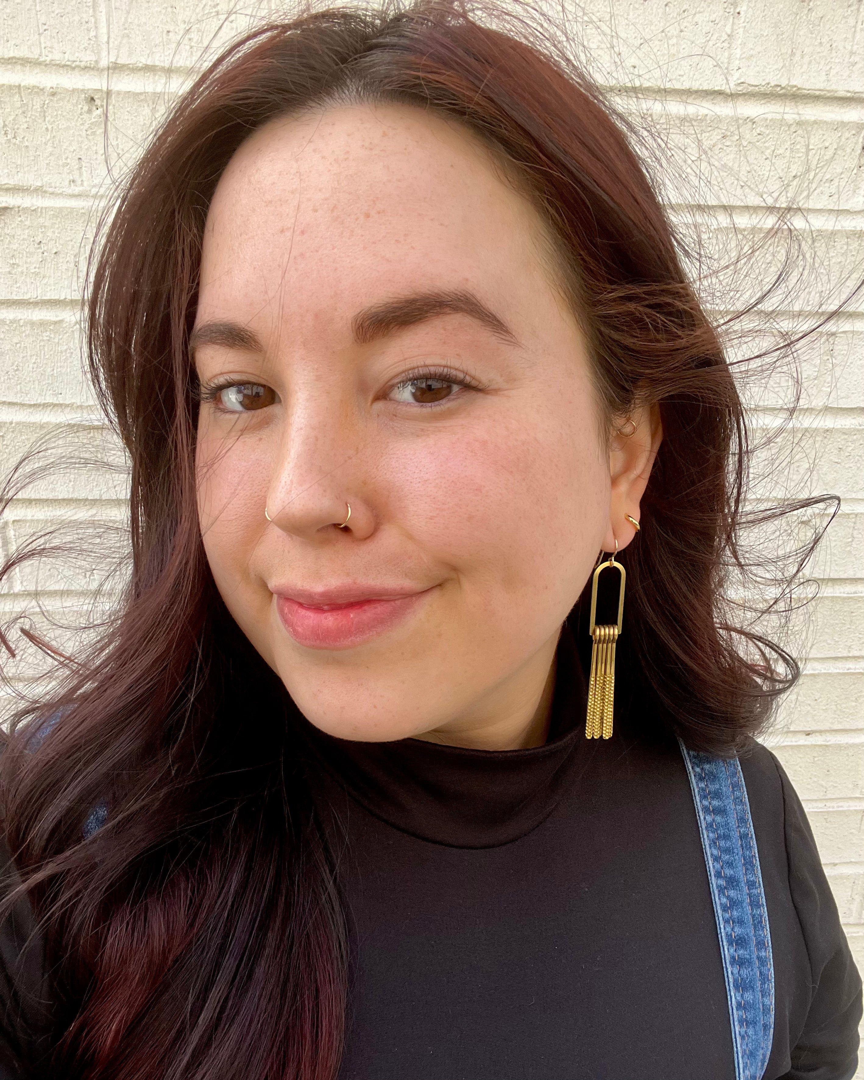 • FRINGE BENEFITS-6 •  gold mixed metal dangle earrings