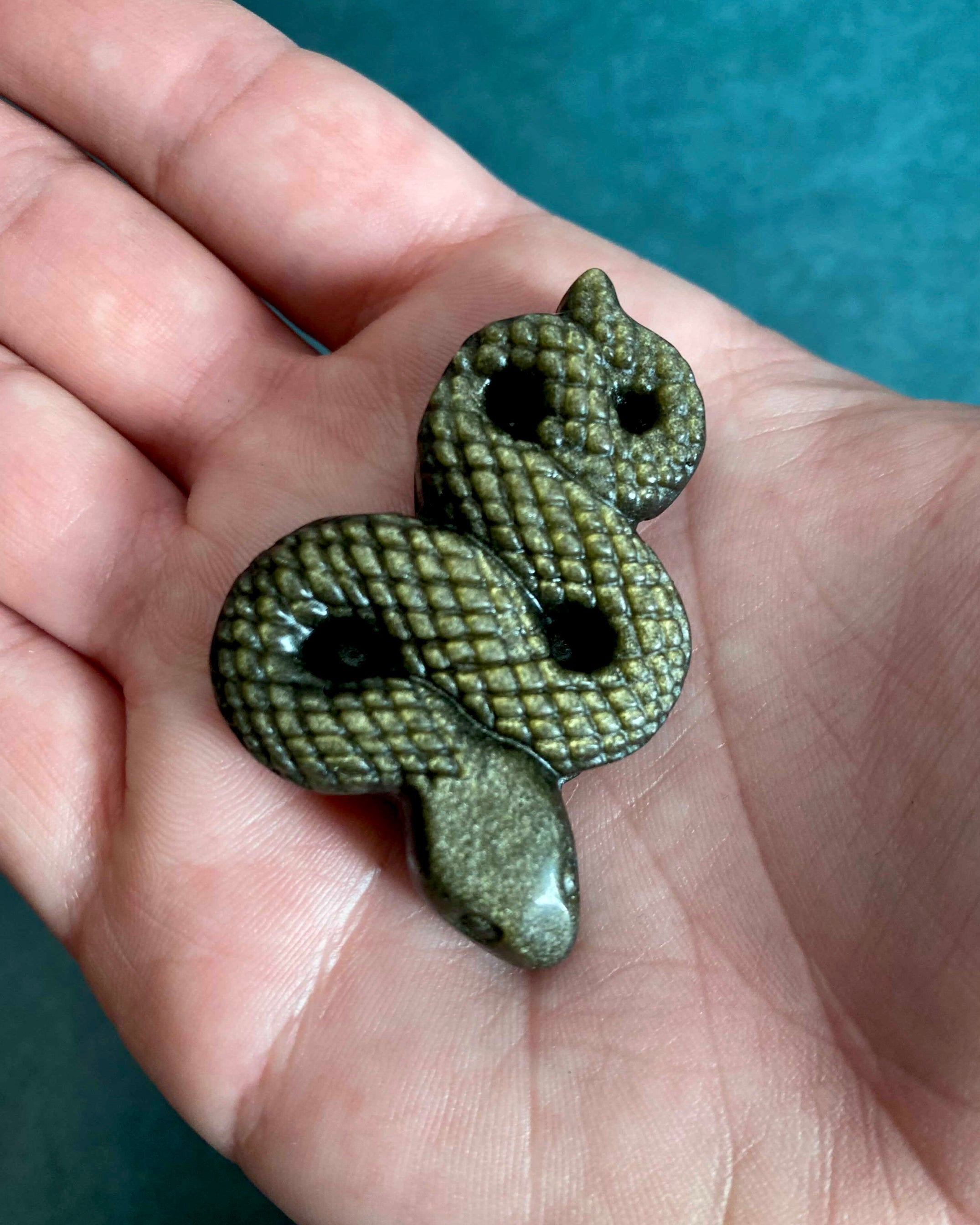 • SNAKE • hand carved gold sheen obsidian