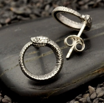 •OUROBOROS SNAKE• silver stud earrings